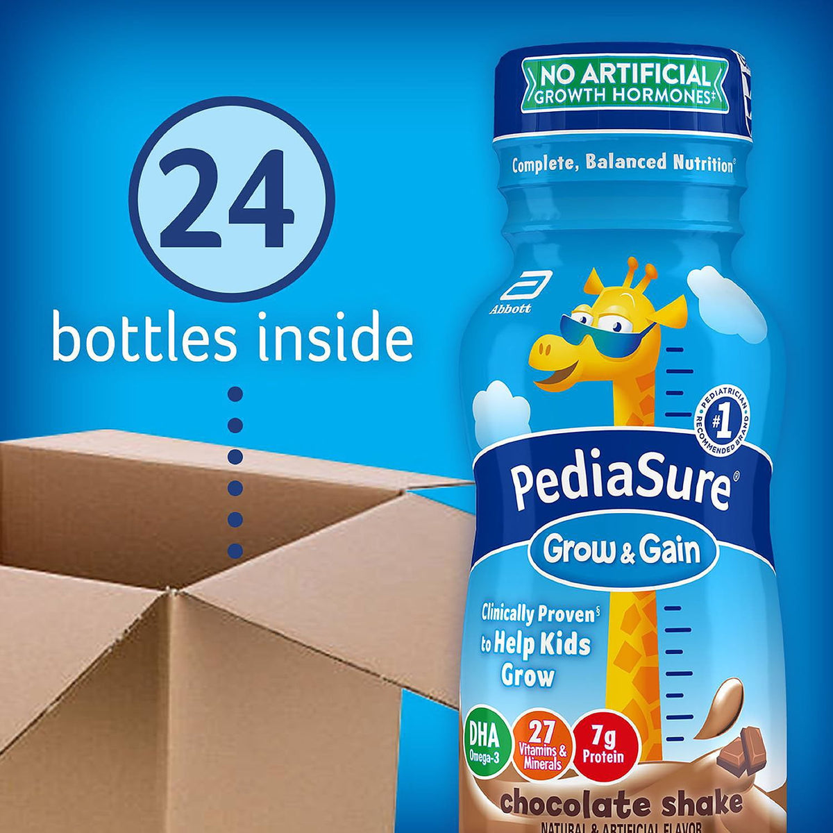 PediaSure Grow and Gain Nutrition Shake for Kids, Chocolate, 8 fl. oz., 24 pk.