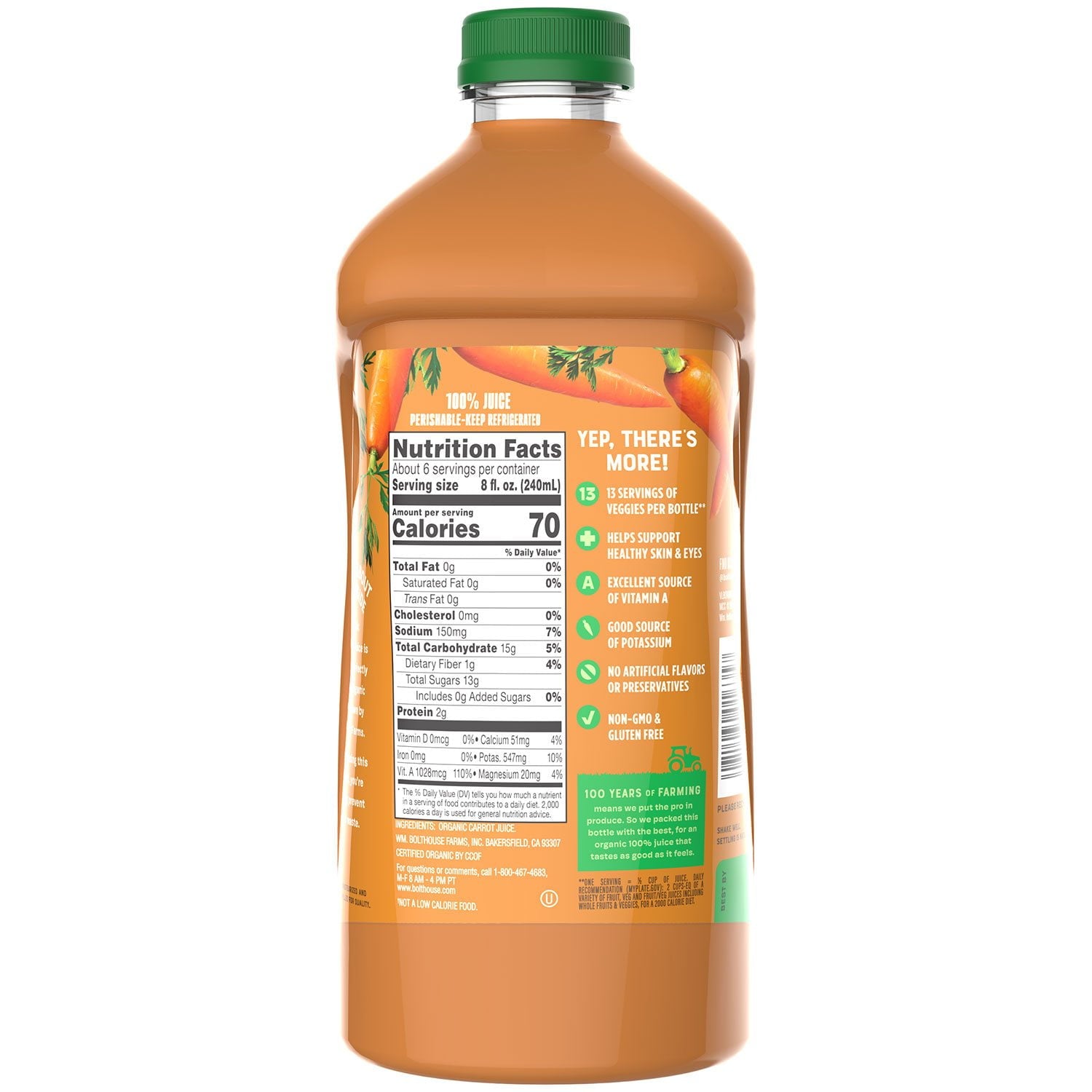 Bolthouse Farms Organic Carrot Juice, 52 fl. oz.