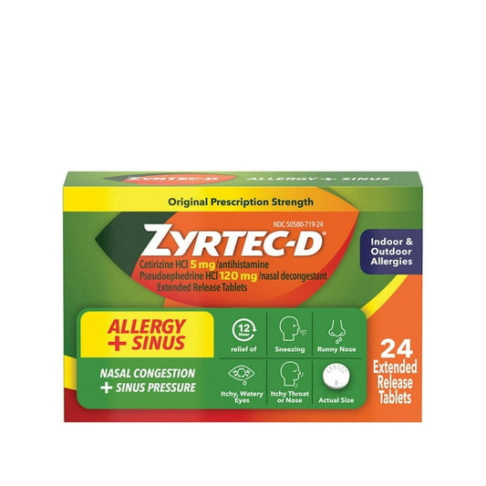 Zyrtec-D 12Hr Allergy Relief & Nasal Decongestant Tablets, 24 ct.
