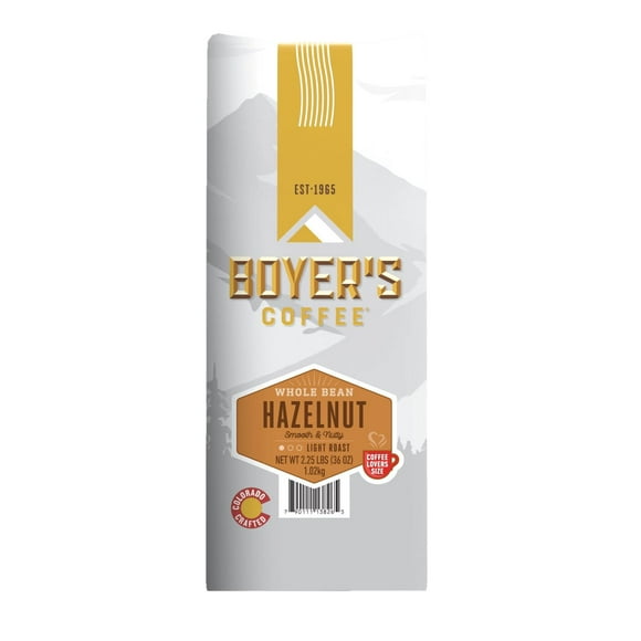 Boyer's Coffee Light Roast Whole Bean, Hazelnut, 36 oz.