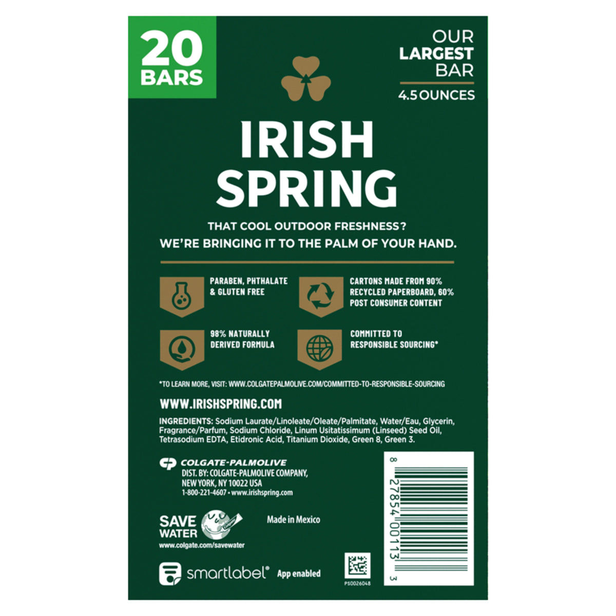IRISH SPRING BAR SOAP 4.5 OZ 20 CT