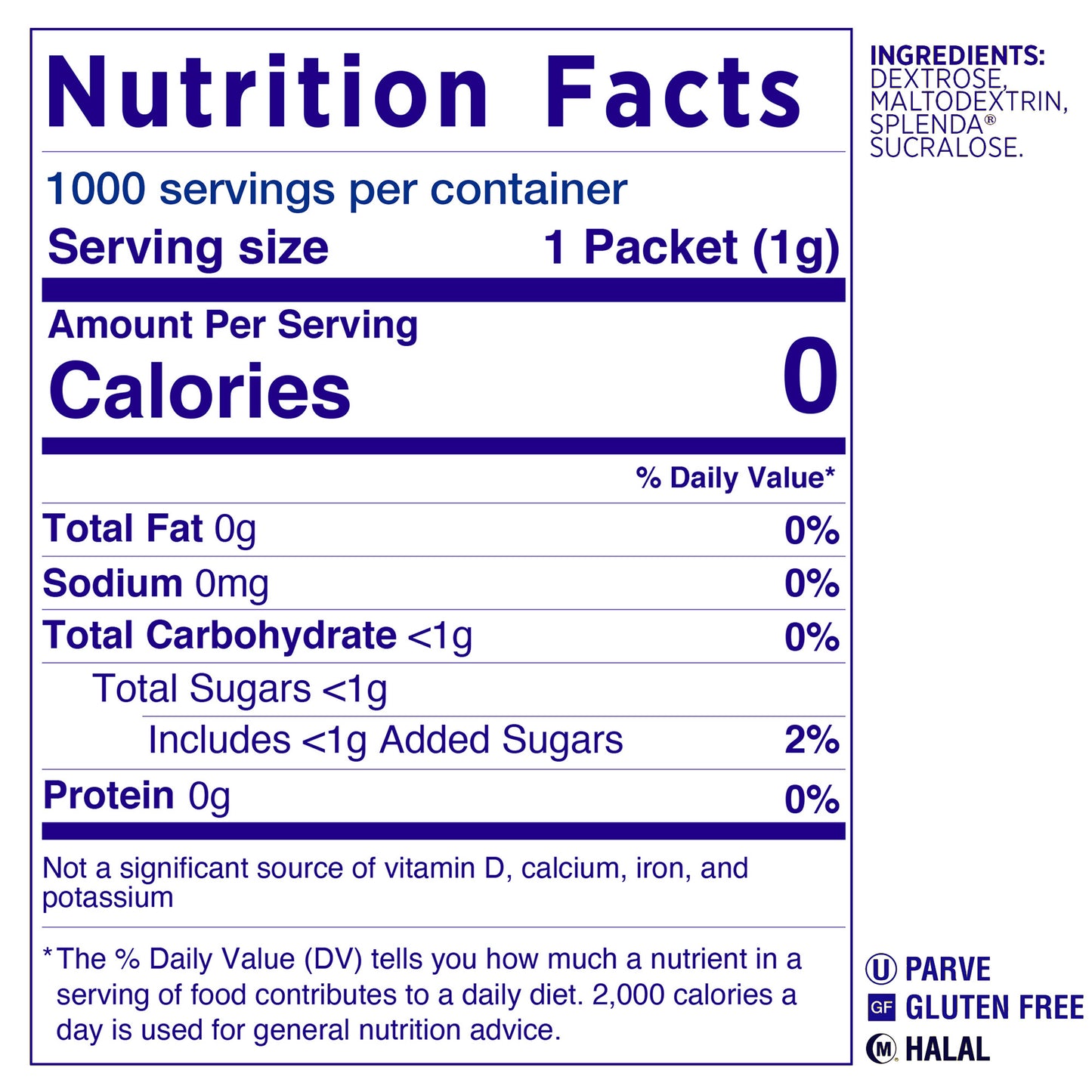 SPLENDA NO CALORIE SWEETENER 1000 CT