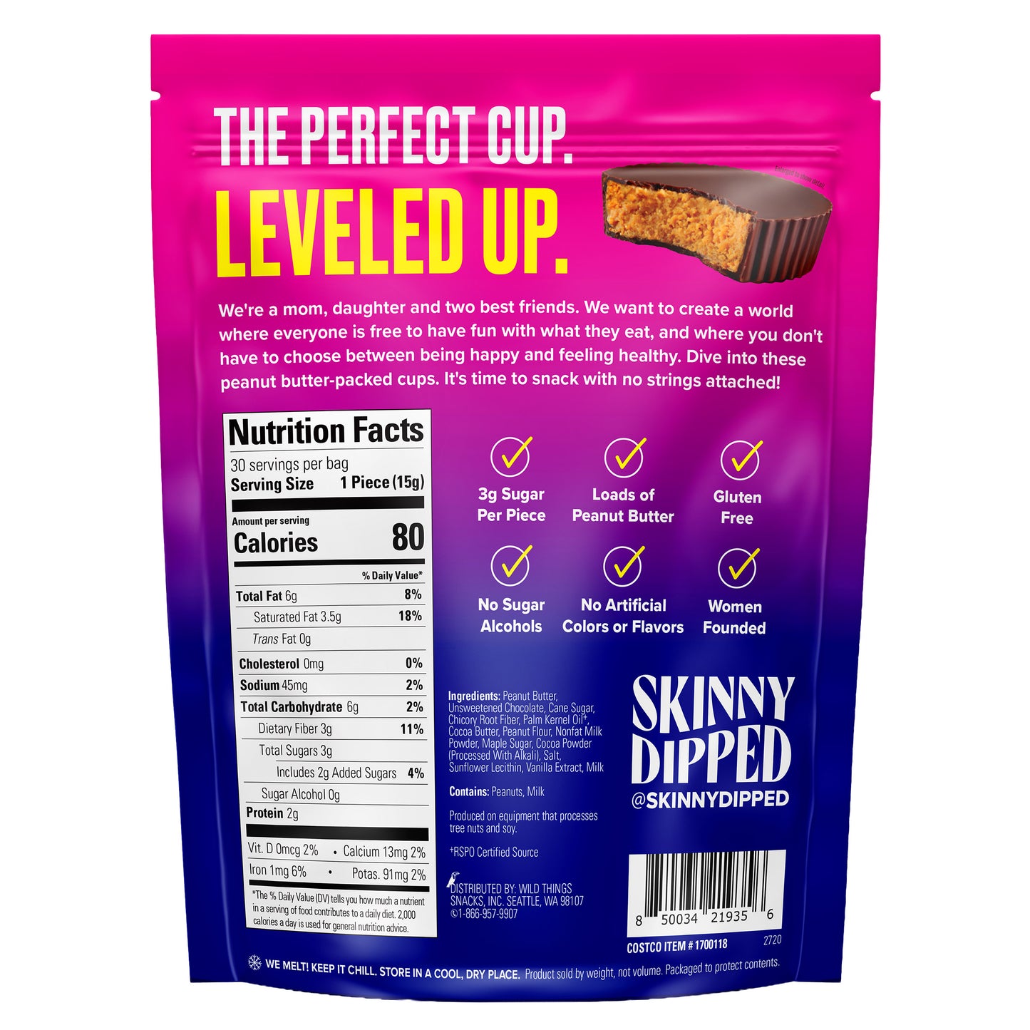 SKINNY DIPPED PEANUT BUTTER CUPS 15.9 OZ
