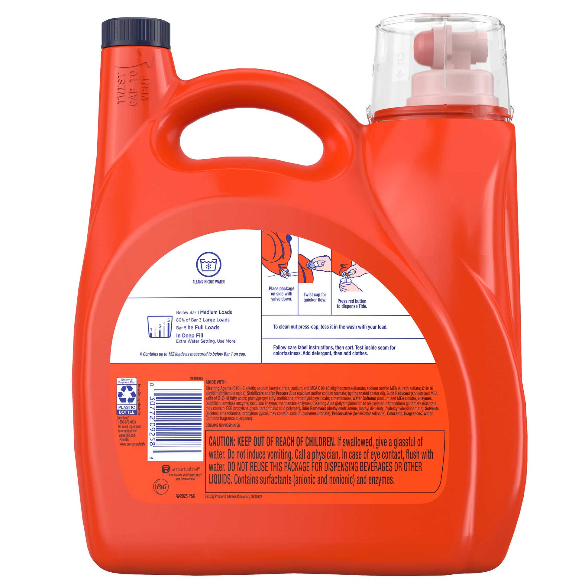 TIDE HE LIQUID LAUNDRY 152 LOADS/170 OZ
