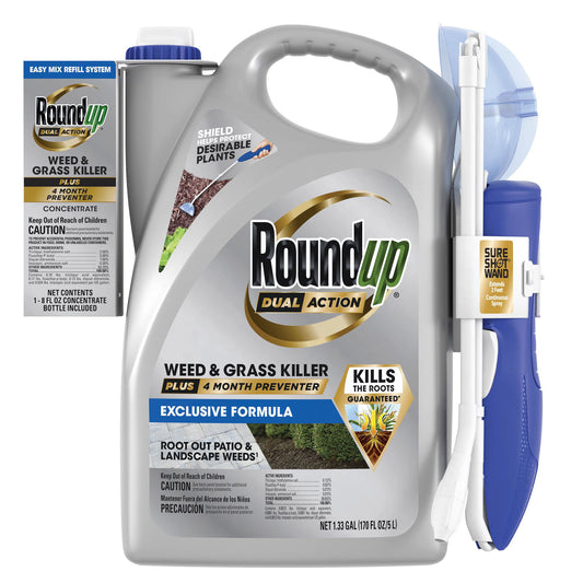 ROUNDUP DUAL ACTION WEED & GRASS KILLER 1.33G JUG + CONC REFILL