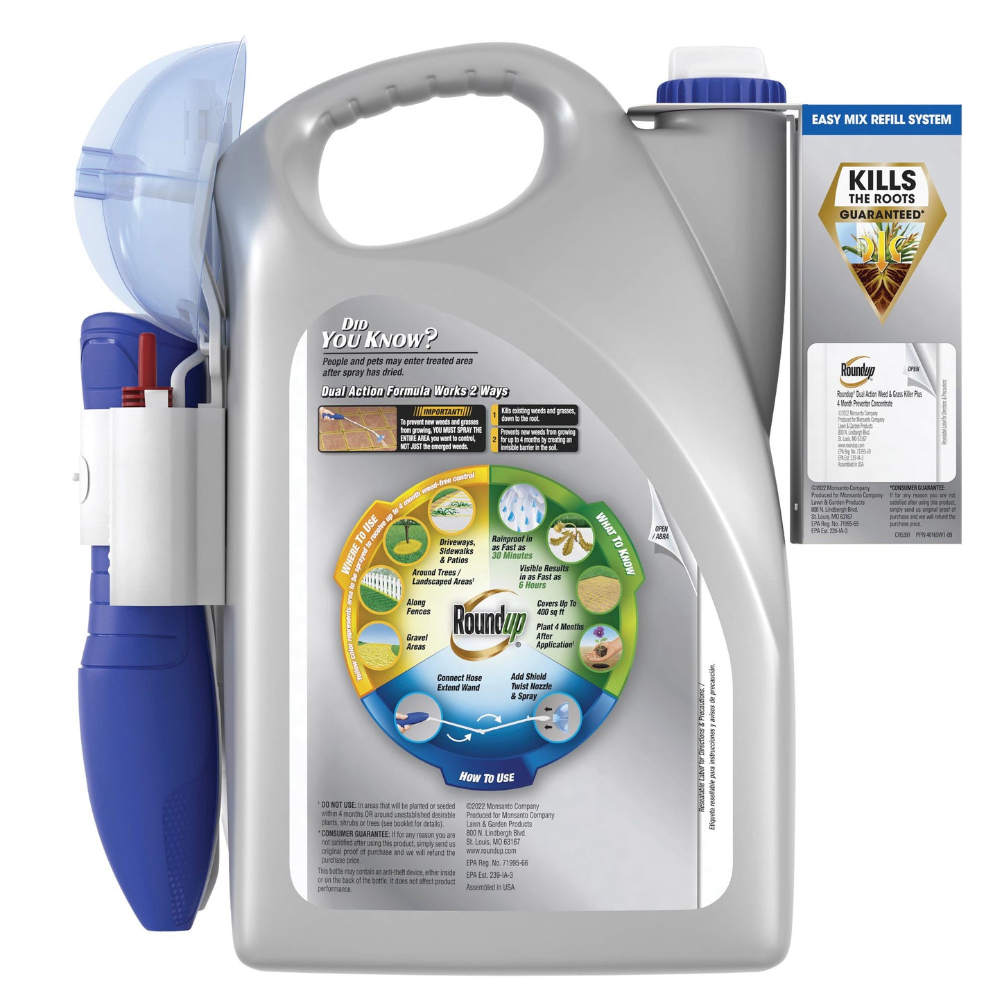 ROUNDUP DUAL ACTION WEED & GRASS KILLER 1.33G JUG + CONC REFILL
