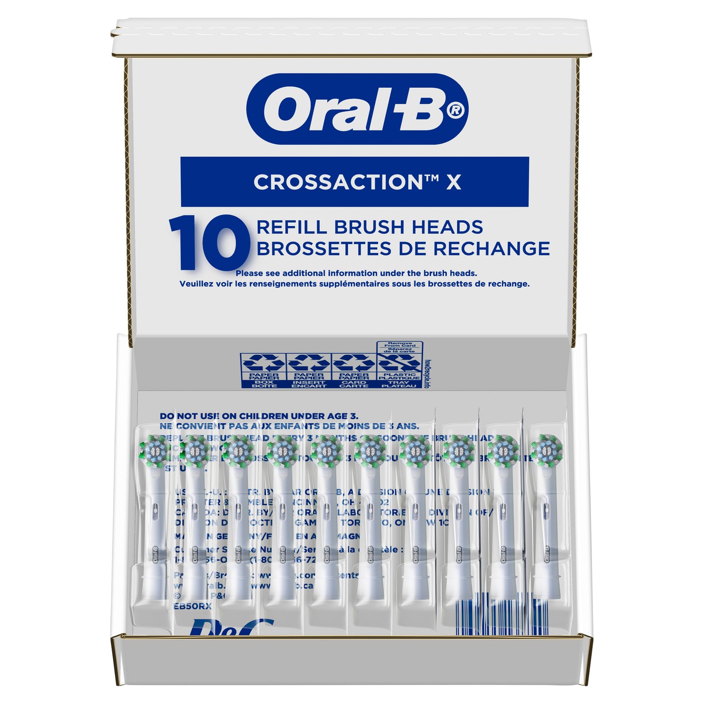ORAL B BRUSH HEADS CROSS ACTION 10PK