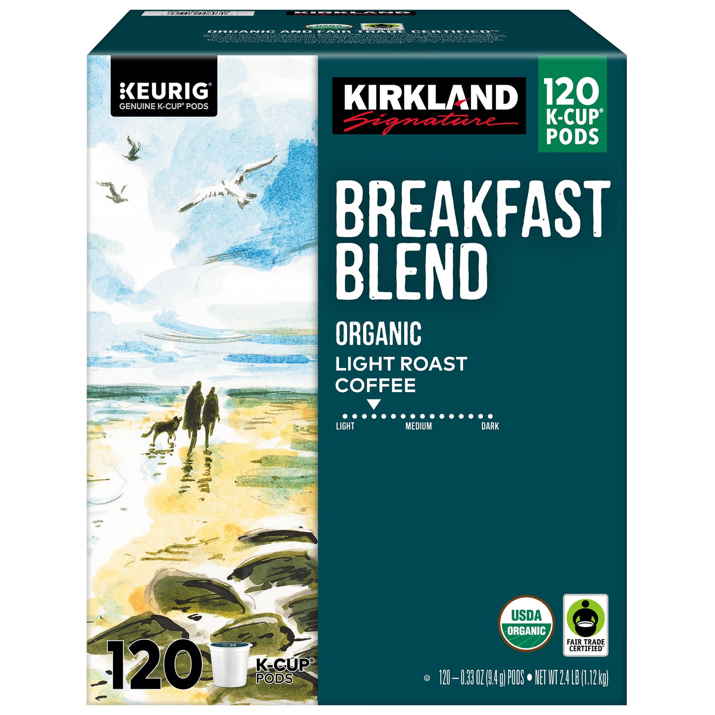 KIRKLAND SIGNATURE BREAKFAST BLEND 120 CT ORGANIC K-CUP PODS