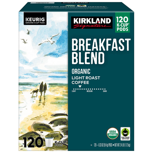 KIRKLAND SIGNATURE BREAKFAST BLEND 120 CT ORGANIC K-CUP PODS