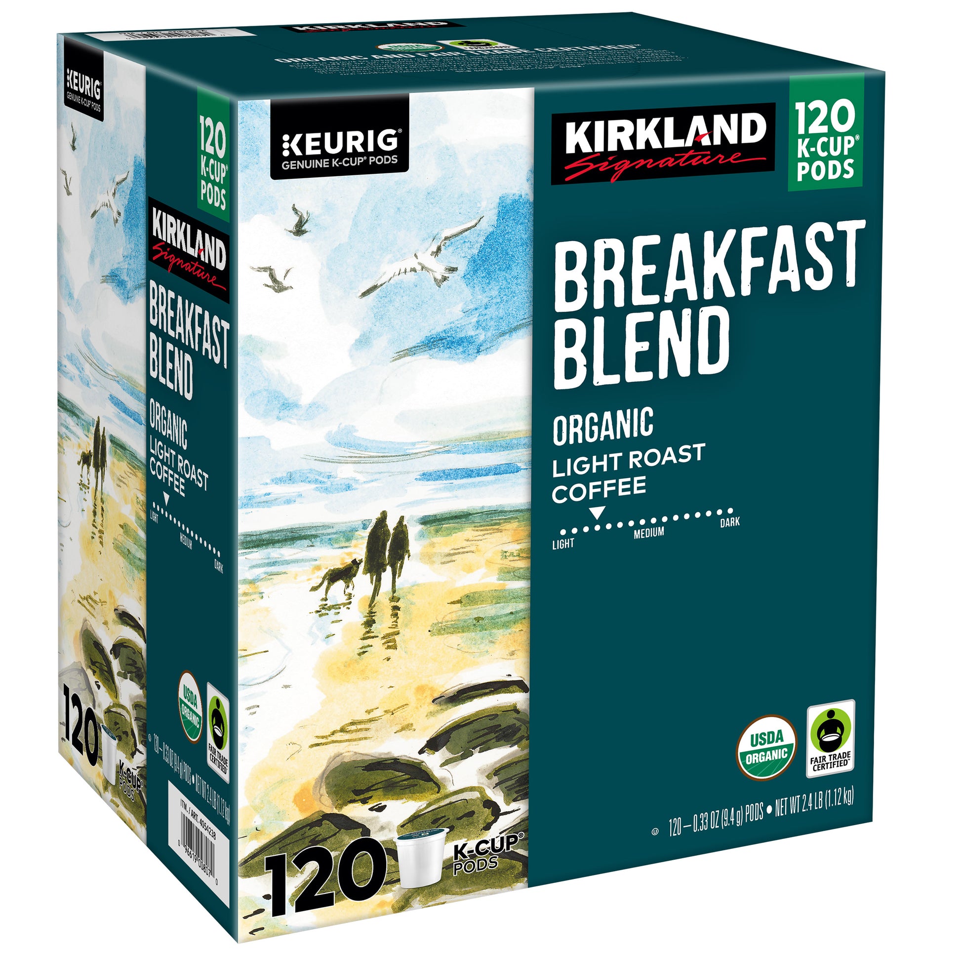 KIRKLAND SIGNATURE BREAKFAST BLEND 120 CT ORGANIC K-CUP PODS