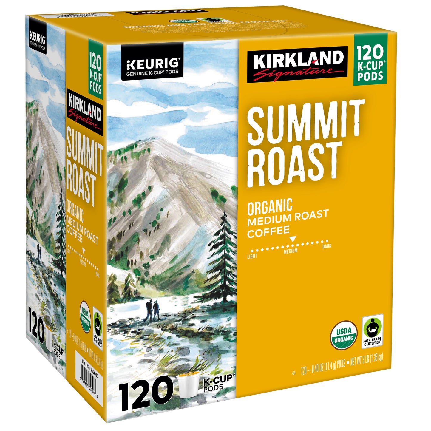 KIRKLAND SIGNATURE SUMMIT ROAST 120 CT ORGANIC K-CUP PODS