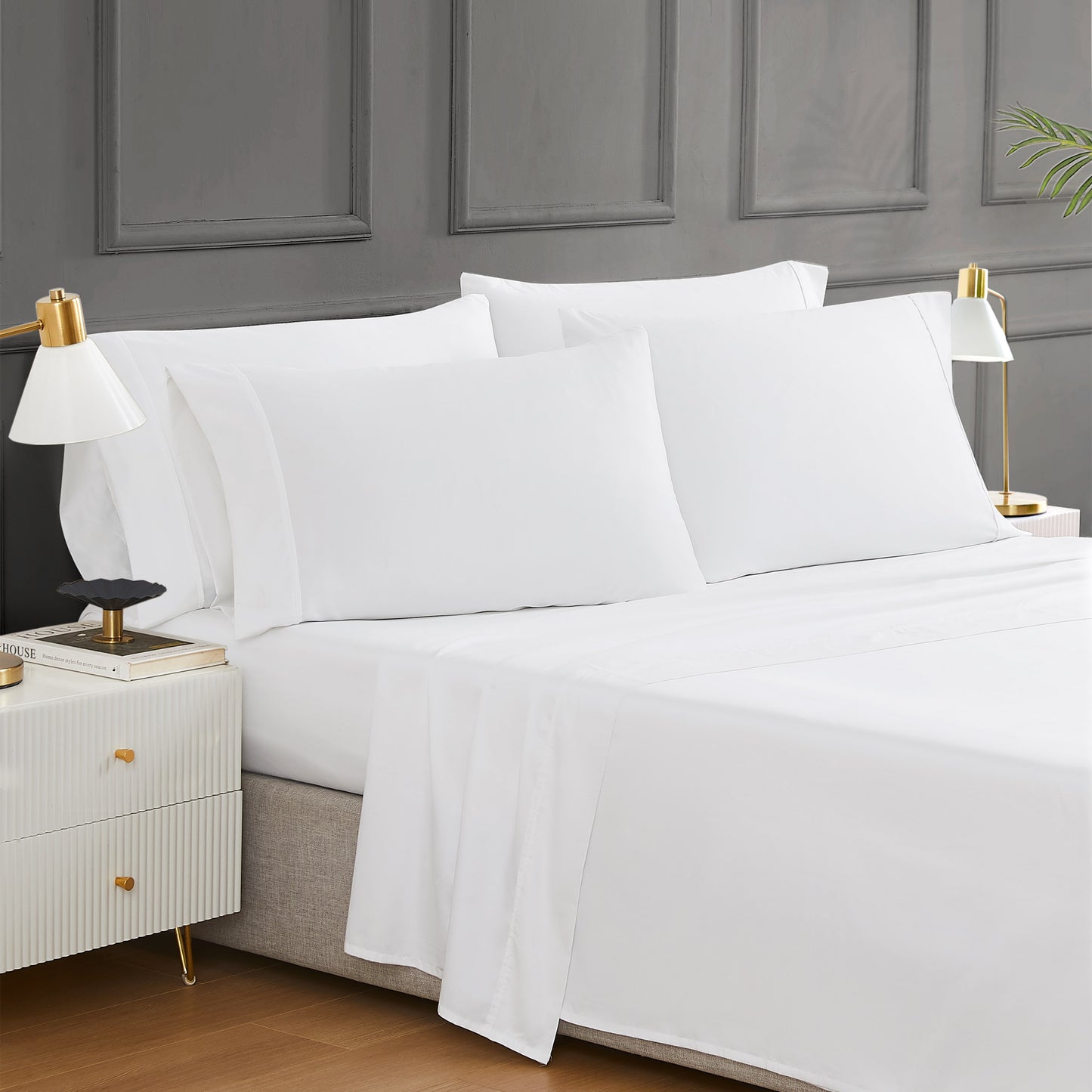 HOTEL SIGNATURE EGYPTIAN COTTON SHEETS 6PC SET QUEEN