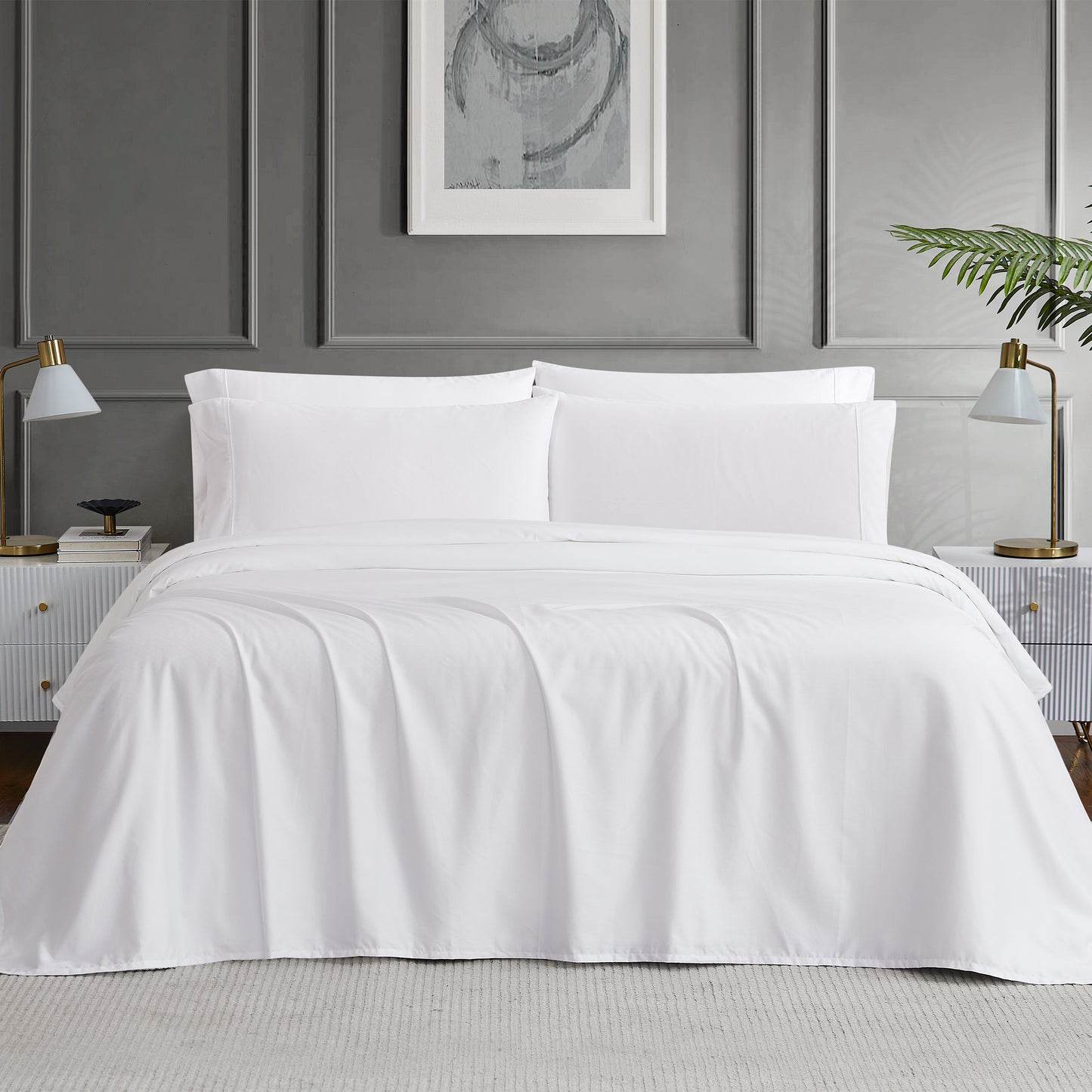 HOTEL SIGNATURE EGYPTIAN COTTON SHEETS 6PC SET QUEEN