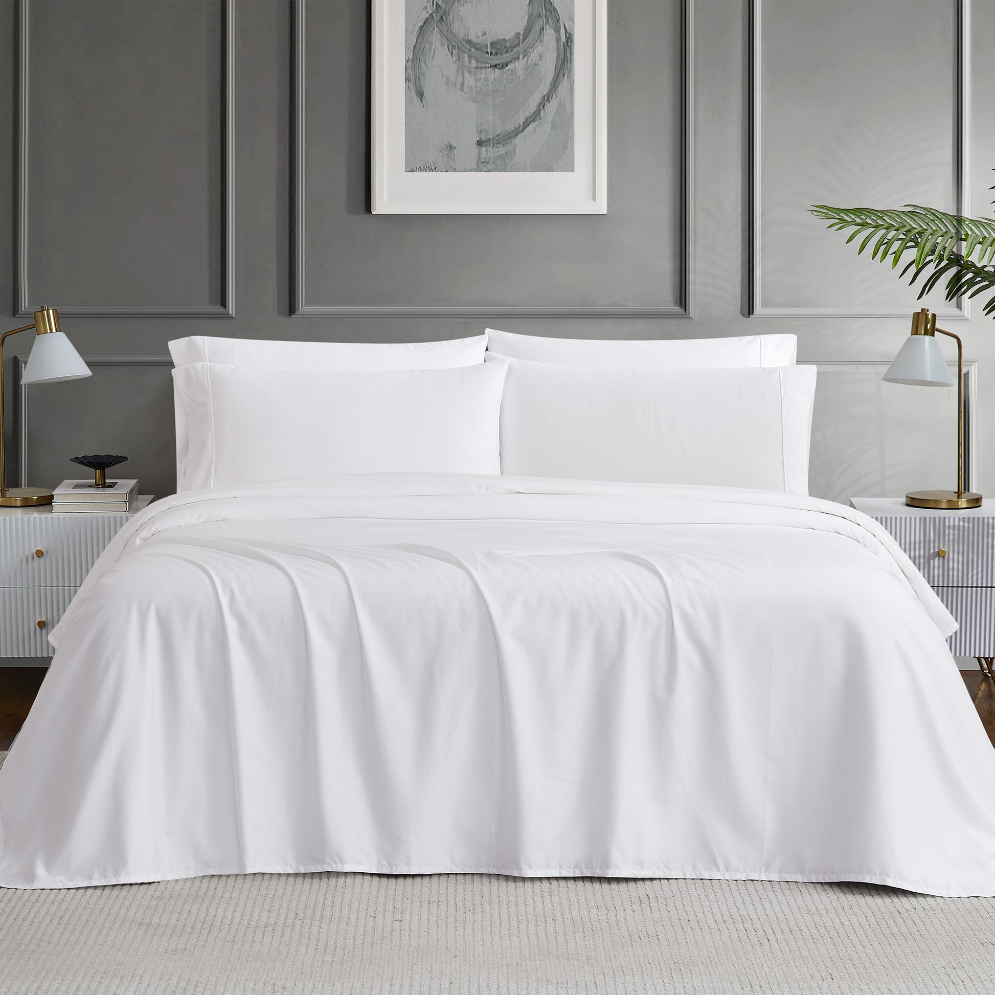 HOTEL SIGNATURE EGYPTIAN COTTON SHEETS 6PC SET QUEEN