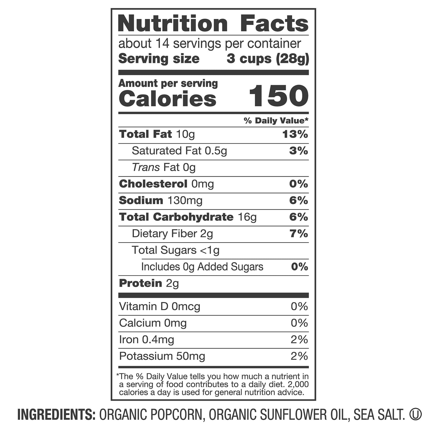 SKINNYPOP ORGANIC POPCORN 14 OZ