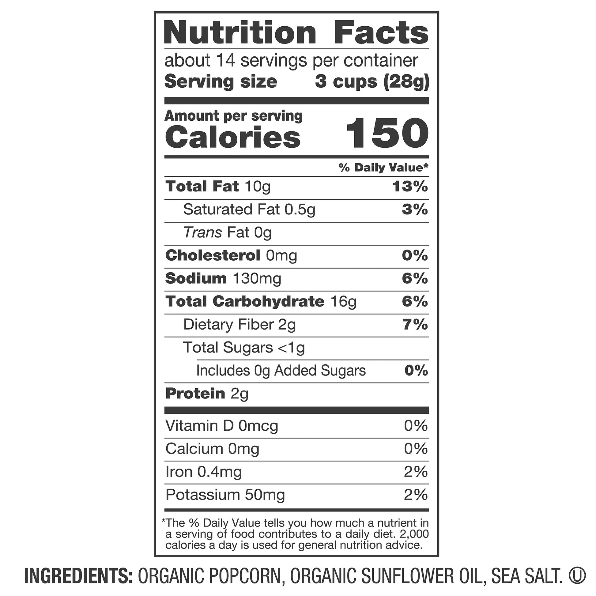 SKINNYPOP ORGANIC POPCORN 14 OZ