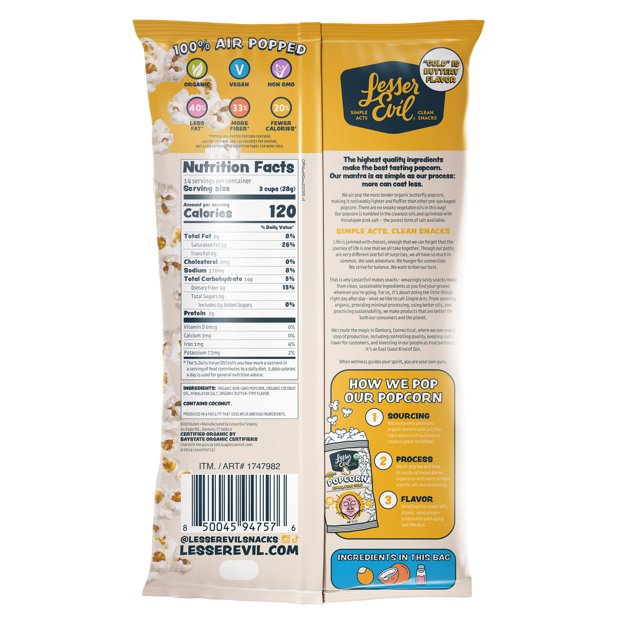 ESSER EVIL RGANIC HIMALAYAN GOLD PCORN 14 OZ