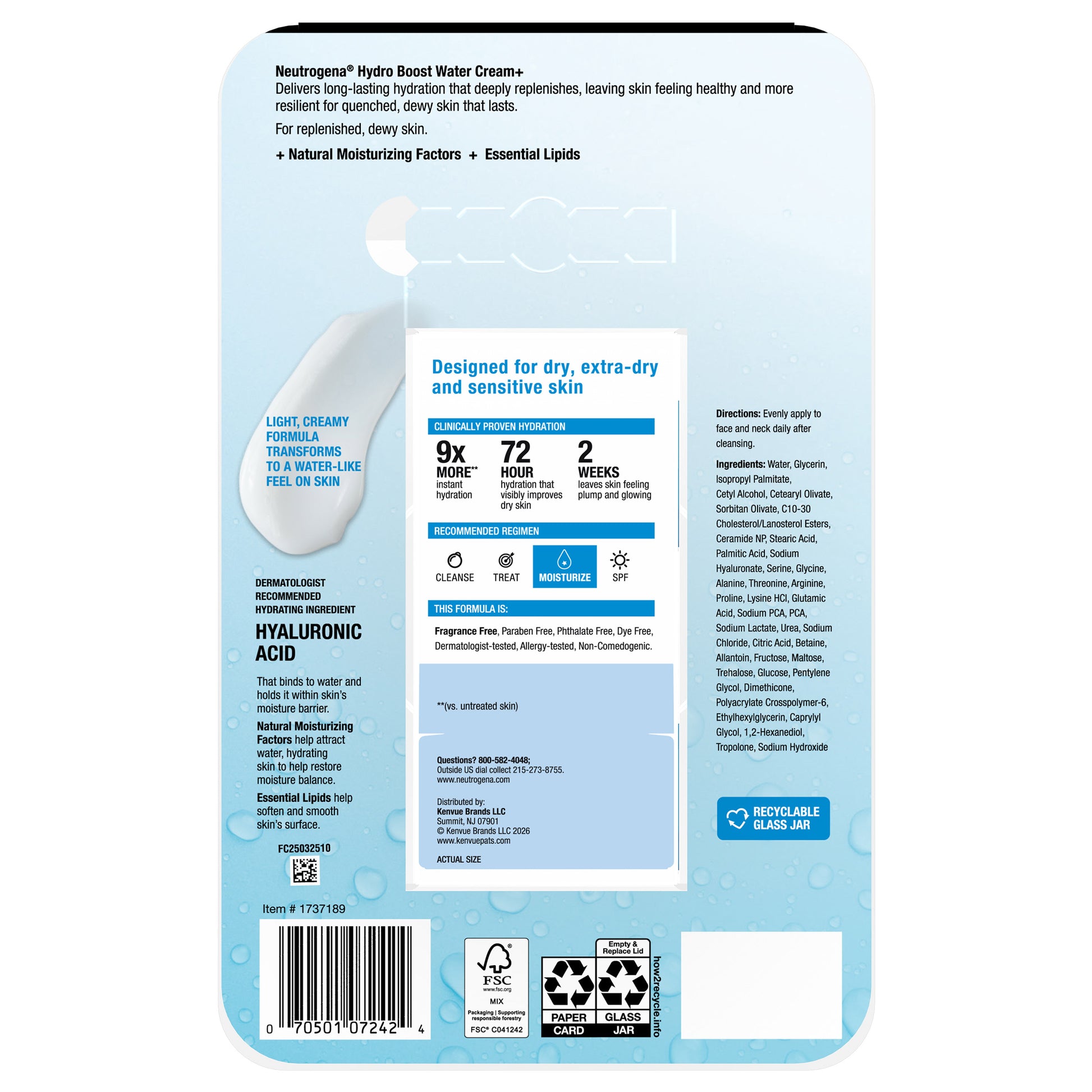 Neutrogena Hydro Boost Water Cream+ 2/1.7 fl oz