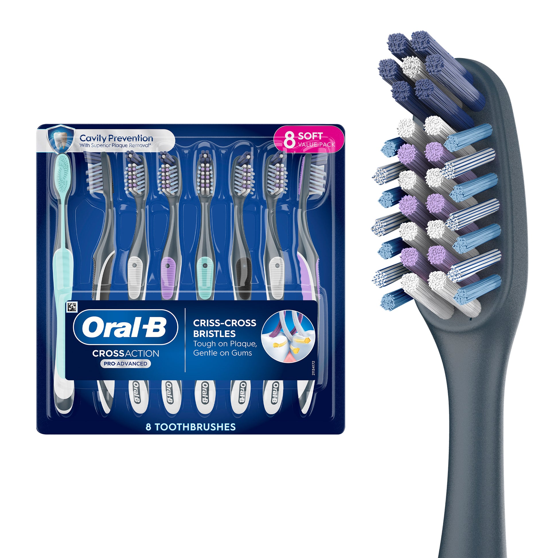 ORAL-B CROSS ACTION TOOTHBRUSH 8 COUNT