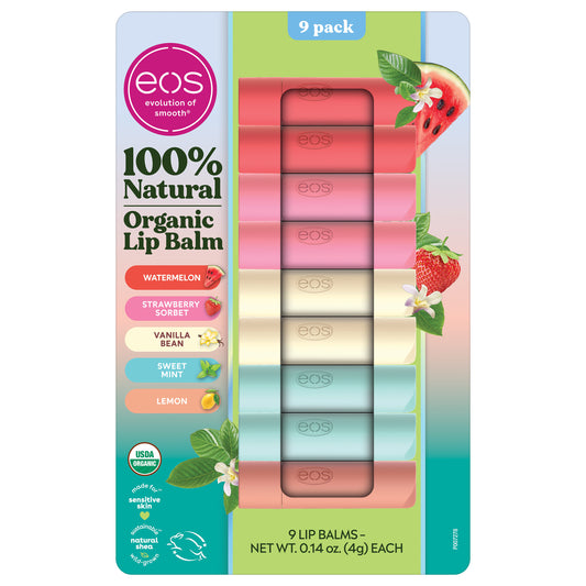 EOS ORGANIC LIP BALM 9CT STICKS ASST FLAVOR