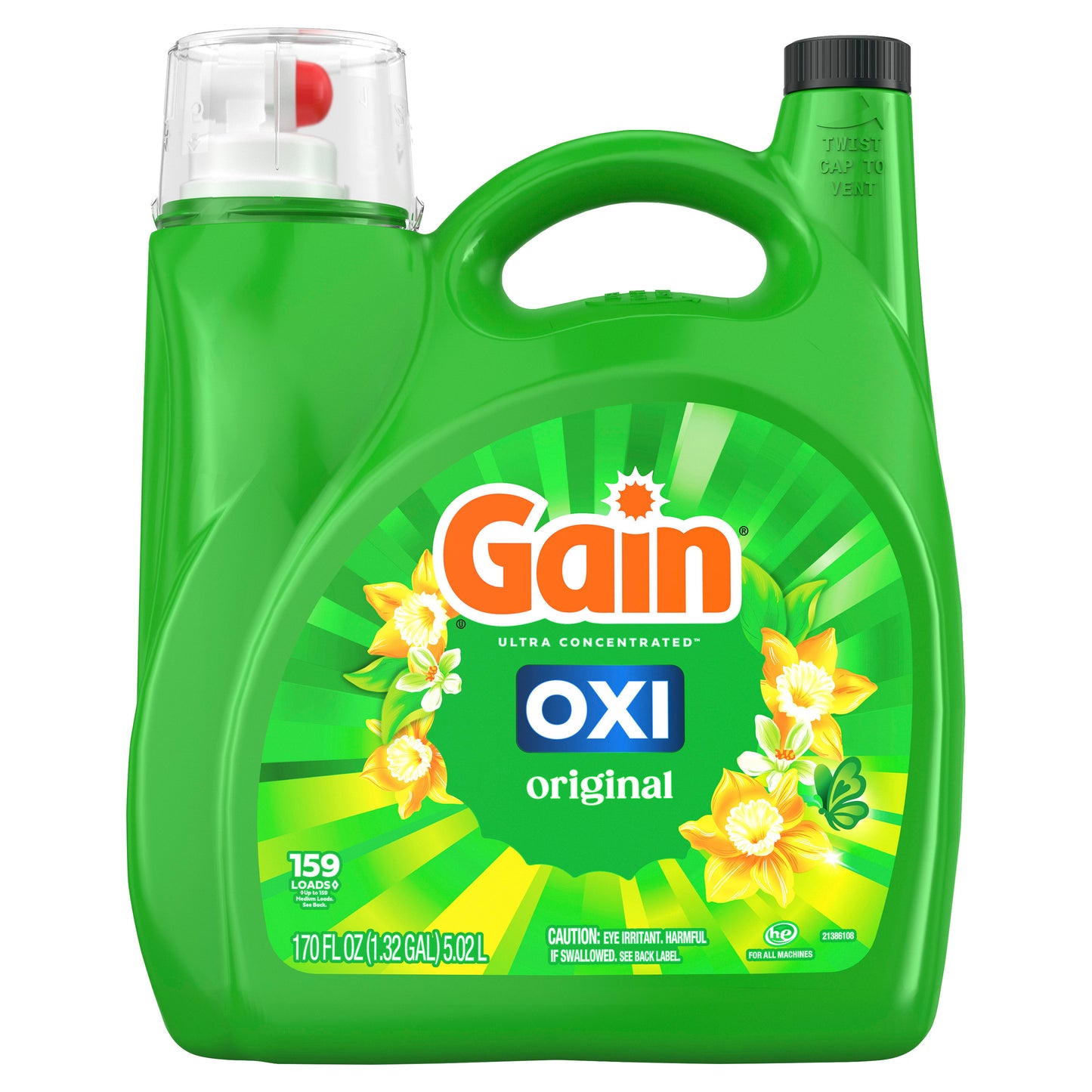 Gain + OXI Liquid Laundry Detergent 107 fl oz, 159 loads