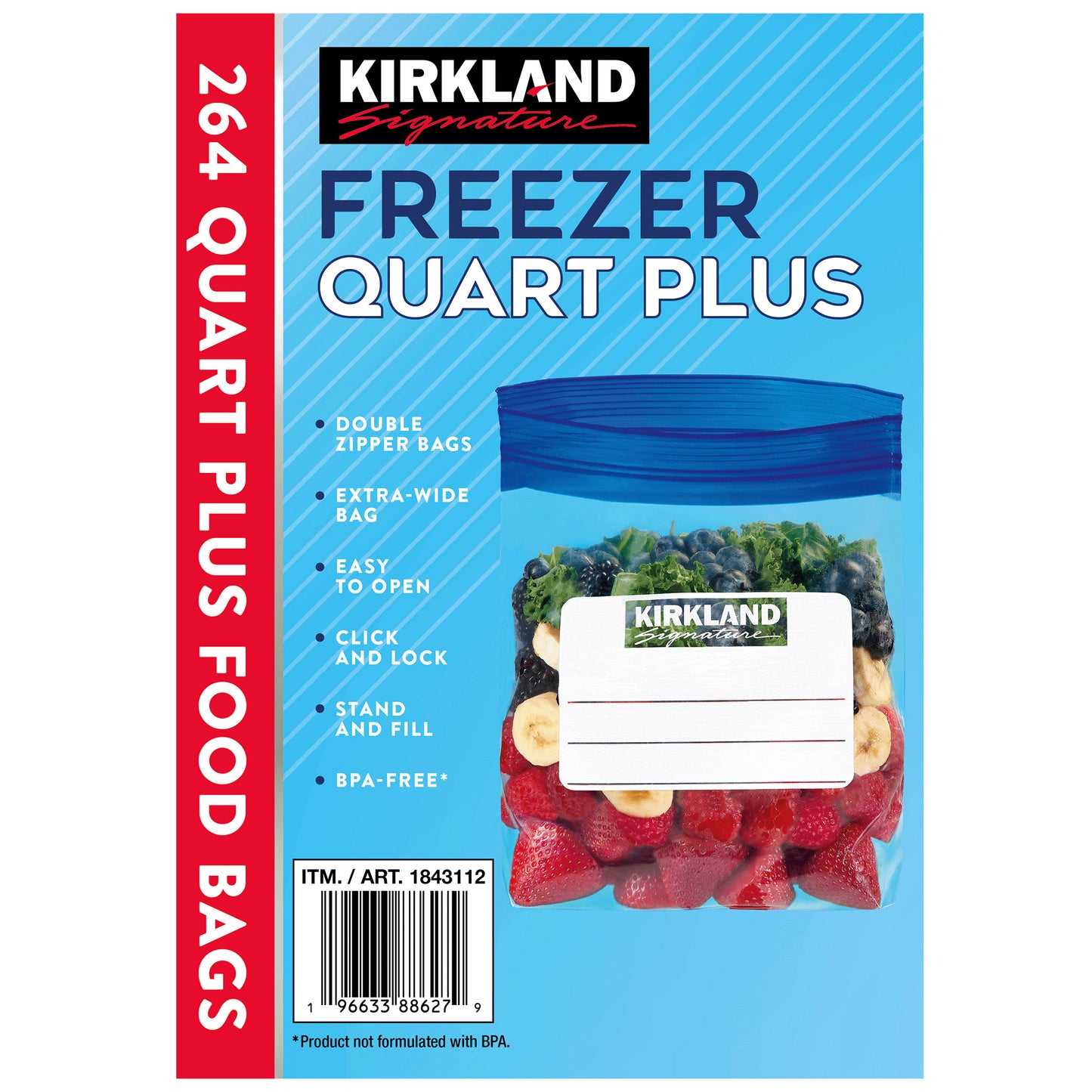 Kirkland Signature Freezer Storage Bags Quart Plus 264 ct