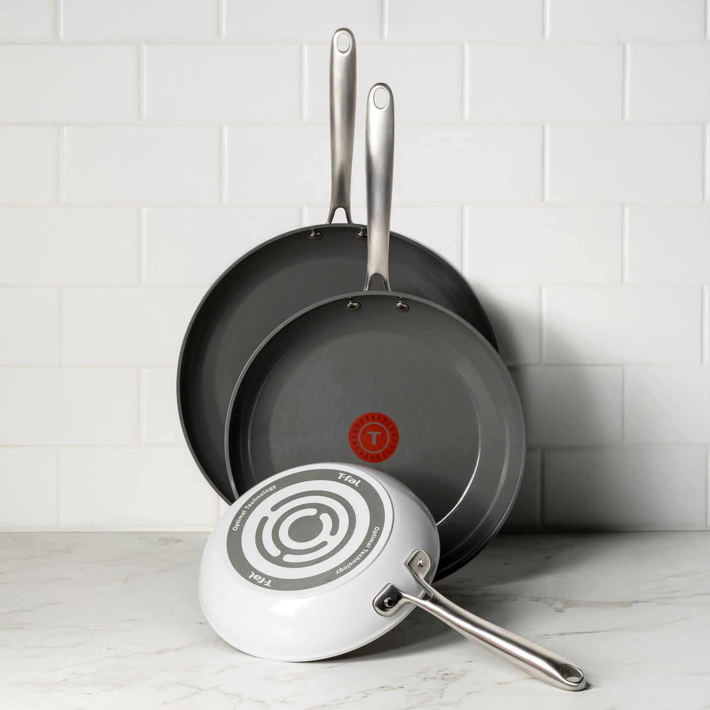T-FAL CERAMIC NON-STICK FRY PANS 3-PIECE