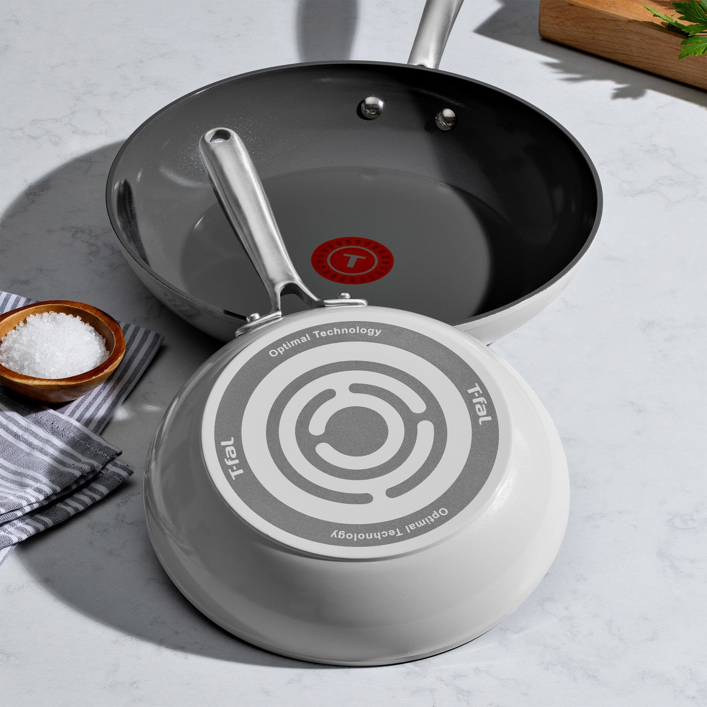 T-FAL CERAMIC NON-STICK FRY PANS 3-PIECE