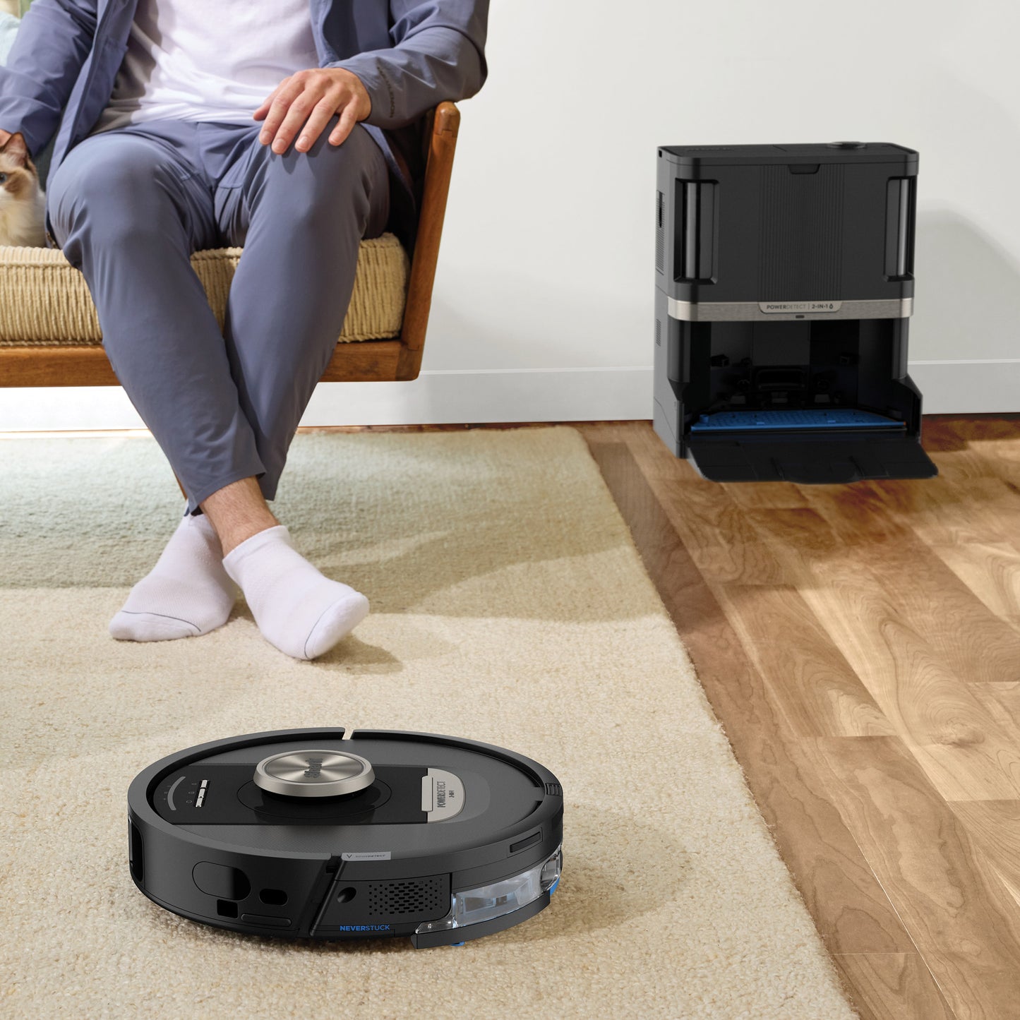 SHARK POWERDETECT 2-IN-1 VACMOP ROBOT W/ NEVERTOUCH BASE ^ • WEIGHT: 8.58 lbs