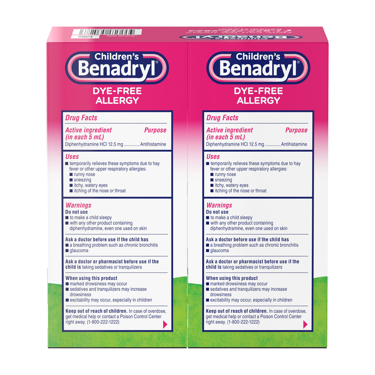 CHILDREN'S BENADRYL ALLERGY LIQUID DYE-FREE 2X8 OUNCE