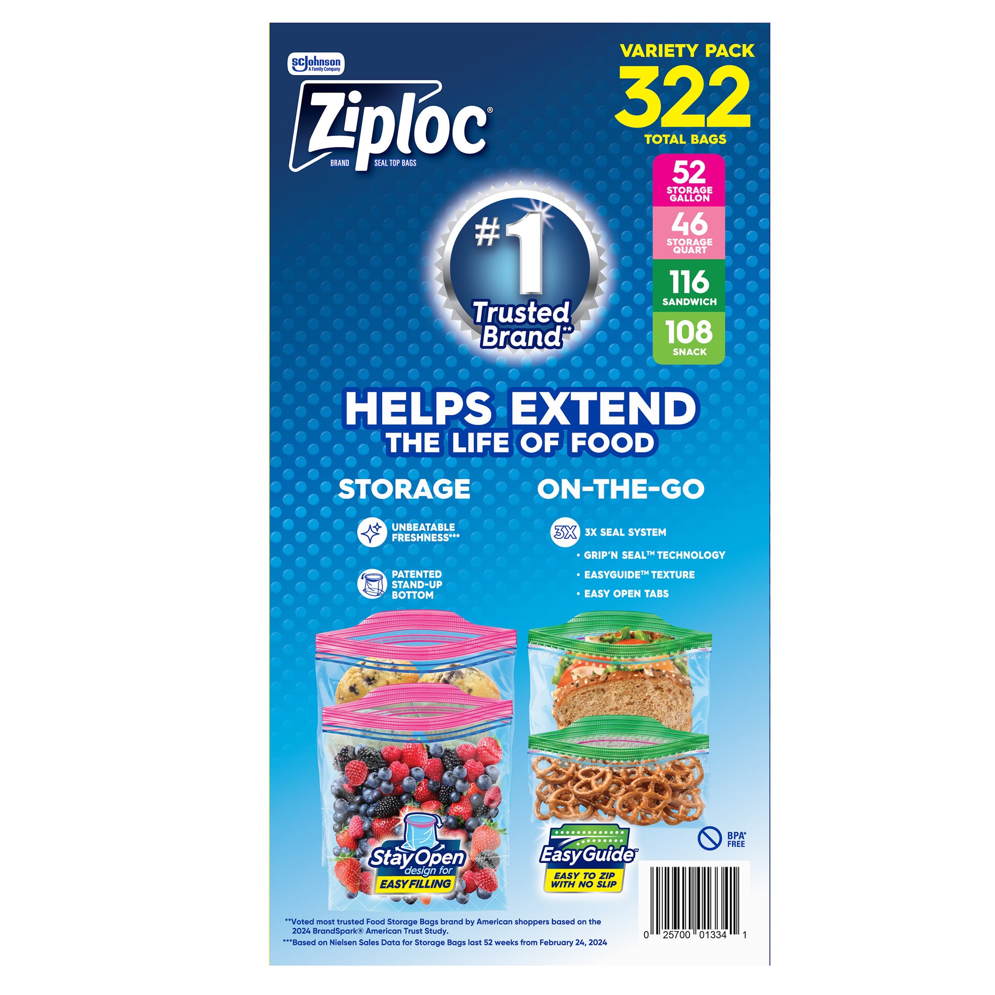 ZIPLOC VARIETY PACK 322 CT