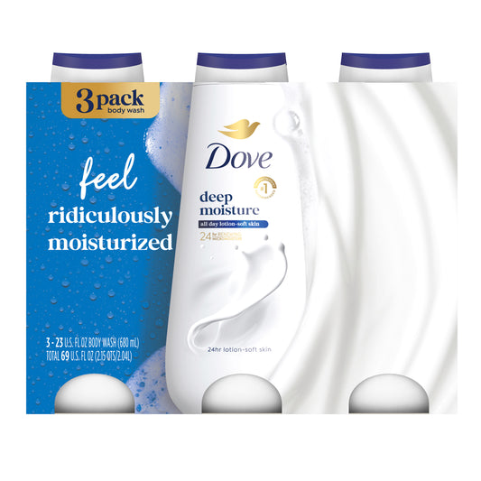 DOVE DEEP MOISTURE BODY WASH 3PK, 230Z