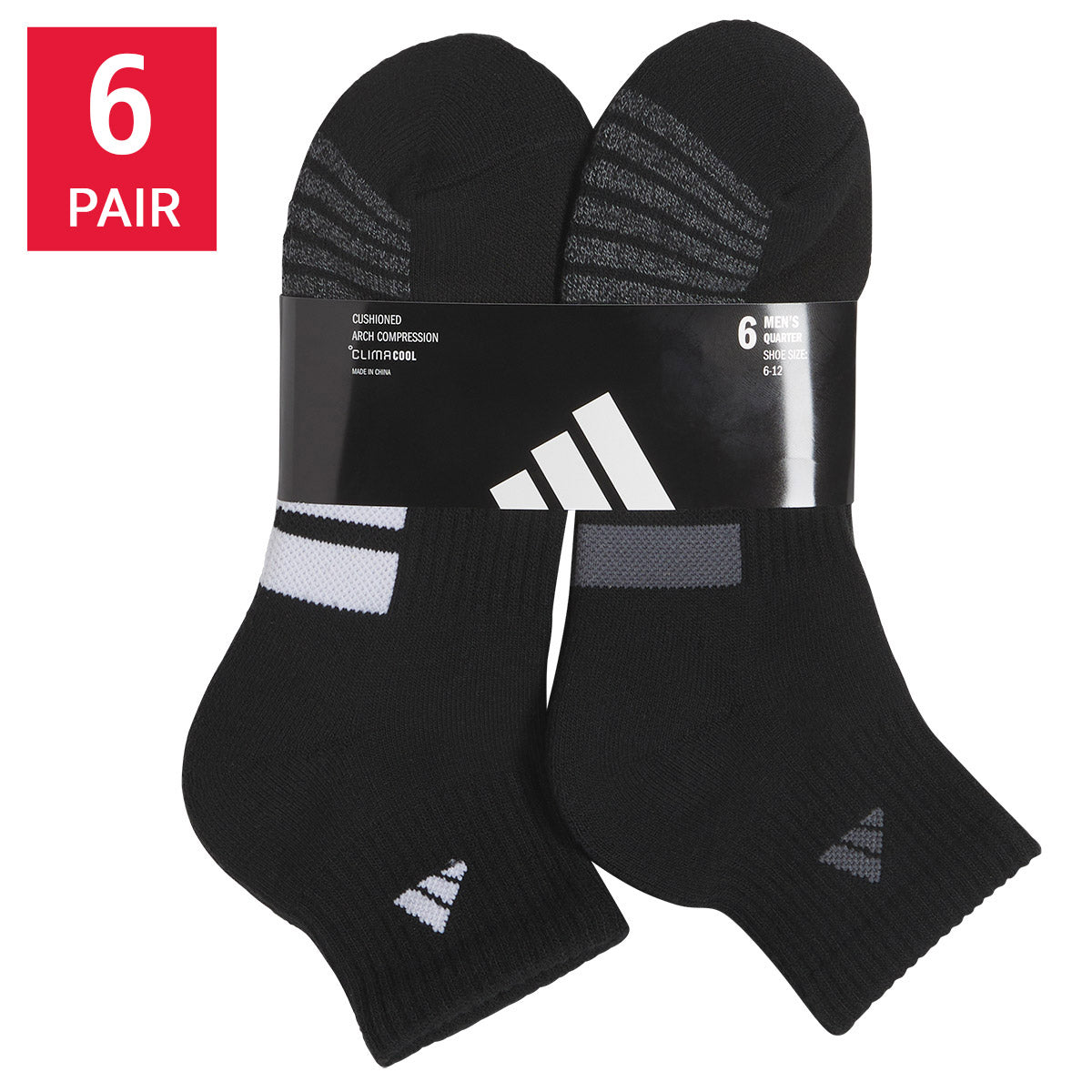 ADIDAS WOMEN'S QUARTER SOCK 6 PAIR
