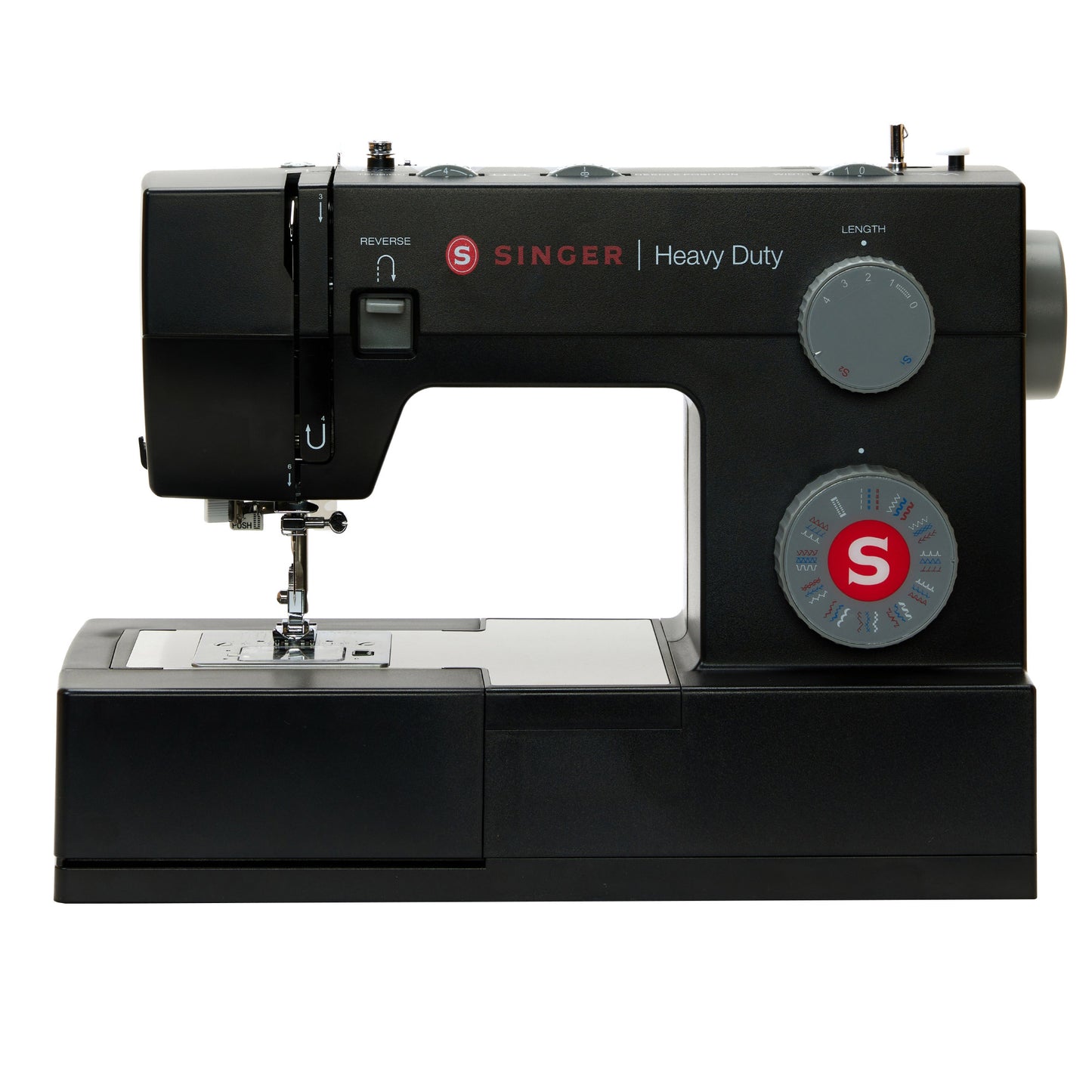SINGER SEWING MACHINE HD8832 • 110 STITCH APPLICATIONS • BUILT IN NEEDLE THREADER • 32 BUILT IN STITCHES • 1 STEP BUTTONHOLE • 4 PRESSER FEET