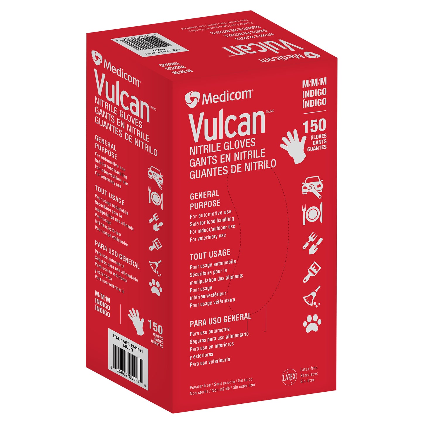 VULCAN NITRILE GLOVES + POWDER & LATEX FREE M/L/XL 150CT • 1241491 (M) 1241492 (LG) • 1241493 (XL)