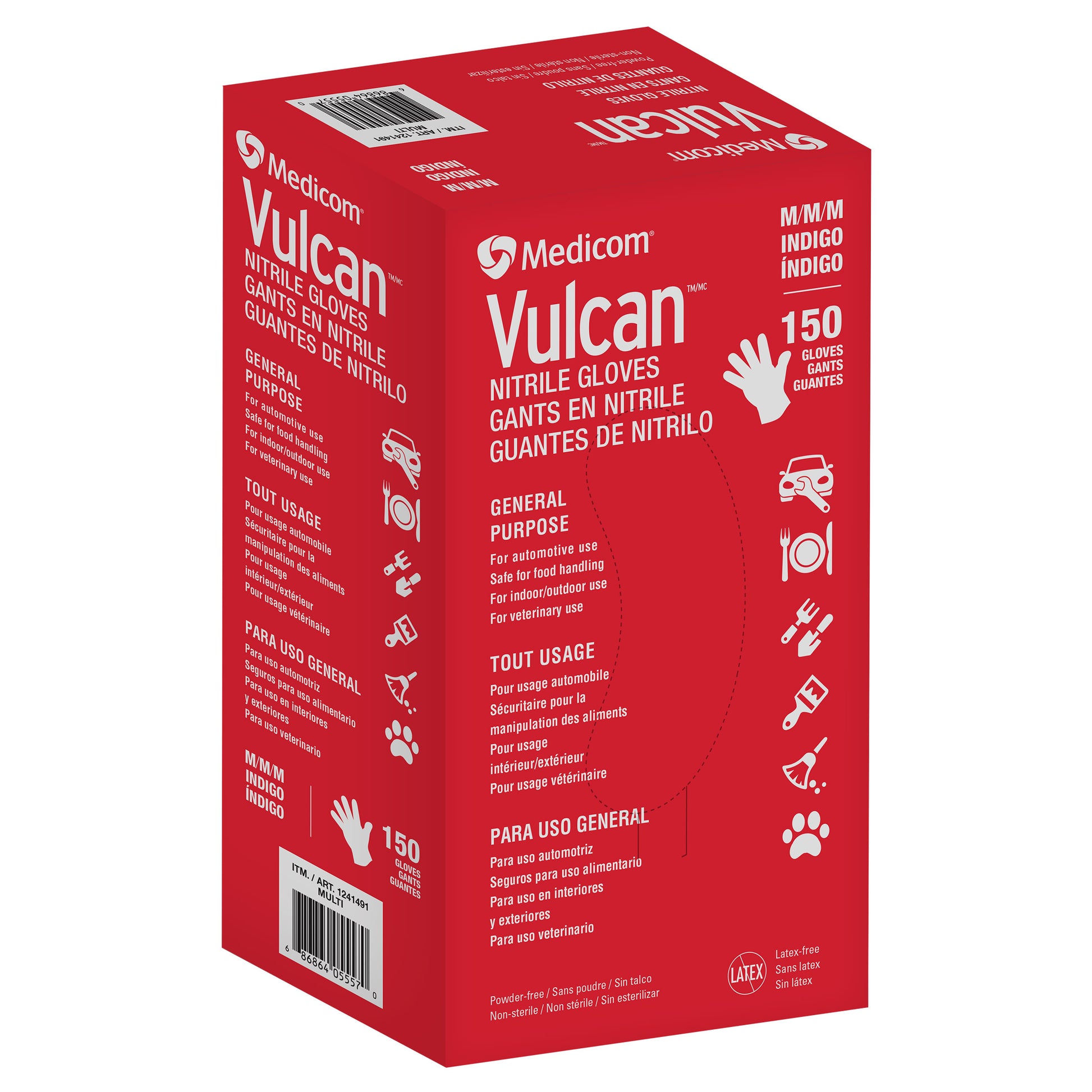 VULCAN NITRILE GLOVES + POWDER & LATEX FREE M/L/XL 150CT • 1241491 (M) 1241492 (LG) • 1241493 (XL)
