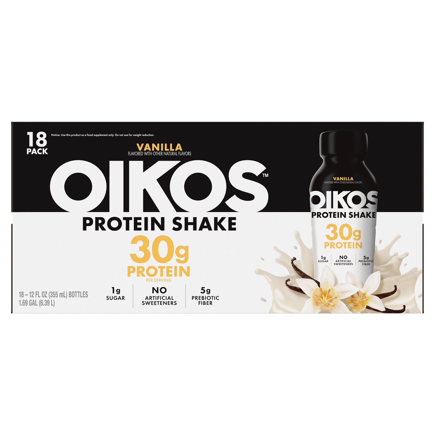OIKOS PROTEIN SHAKE VANILLA 12 FL OZ/18 PK