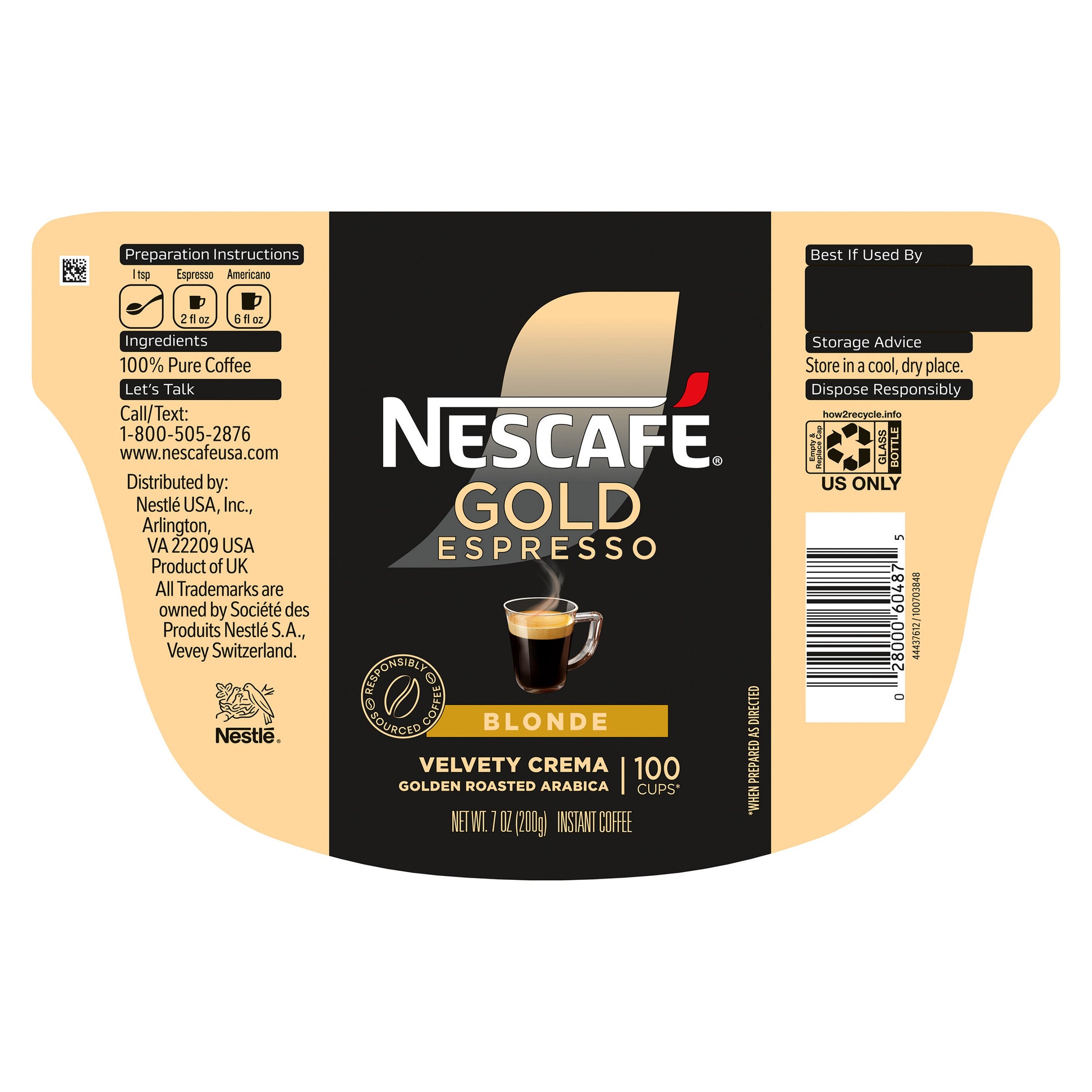 NESCAFE BLONDE GOLD INSTANT ESPRESSO 7 OZ