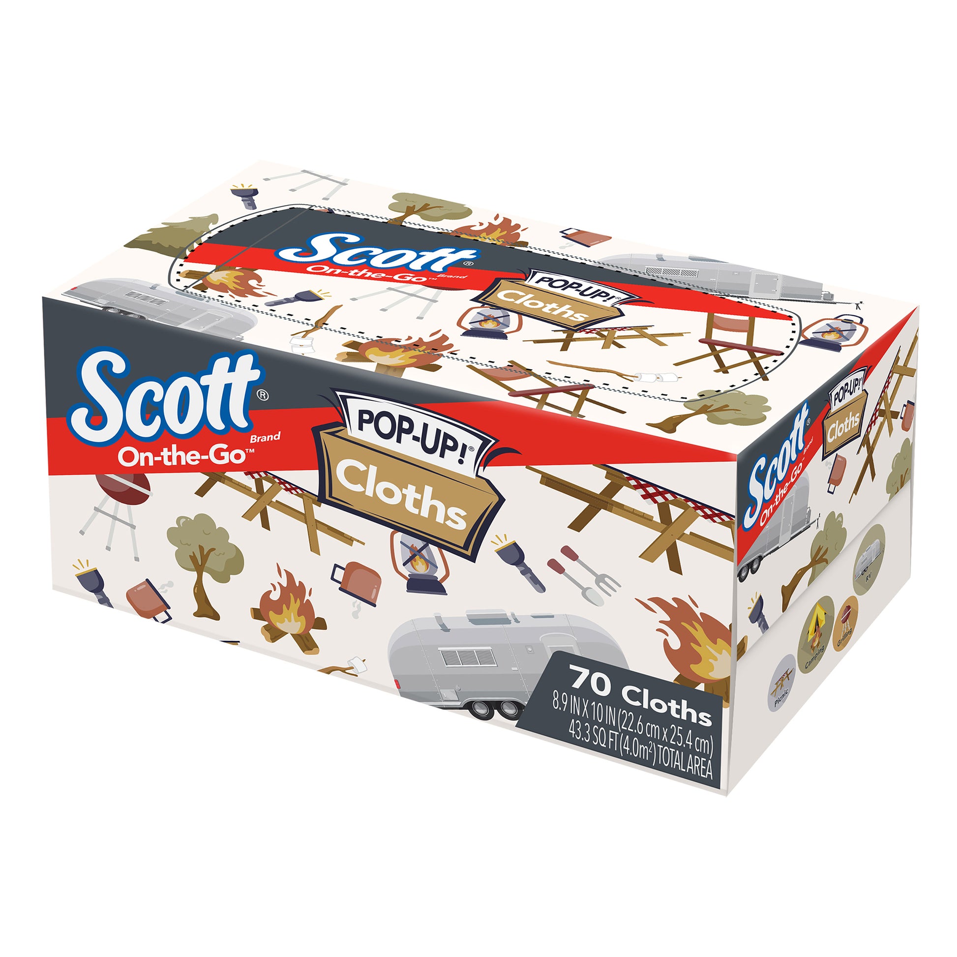 SCOTT ON-THE-GO POP-UP CLOTHS X LIGHTERS 6/70 CT 1PLY