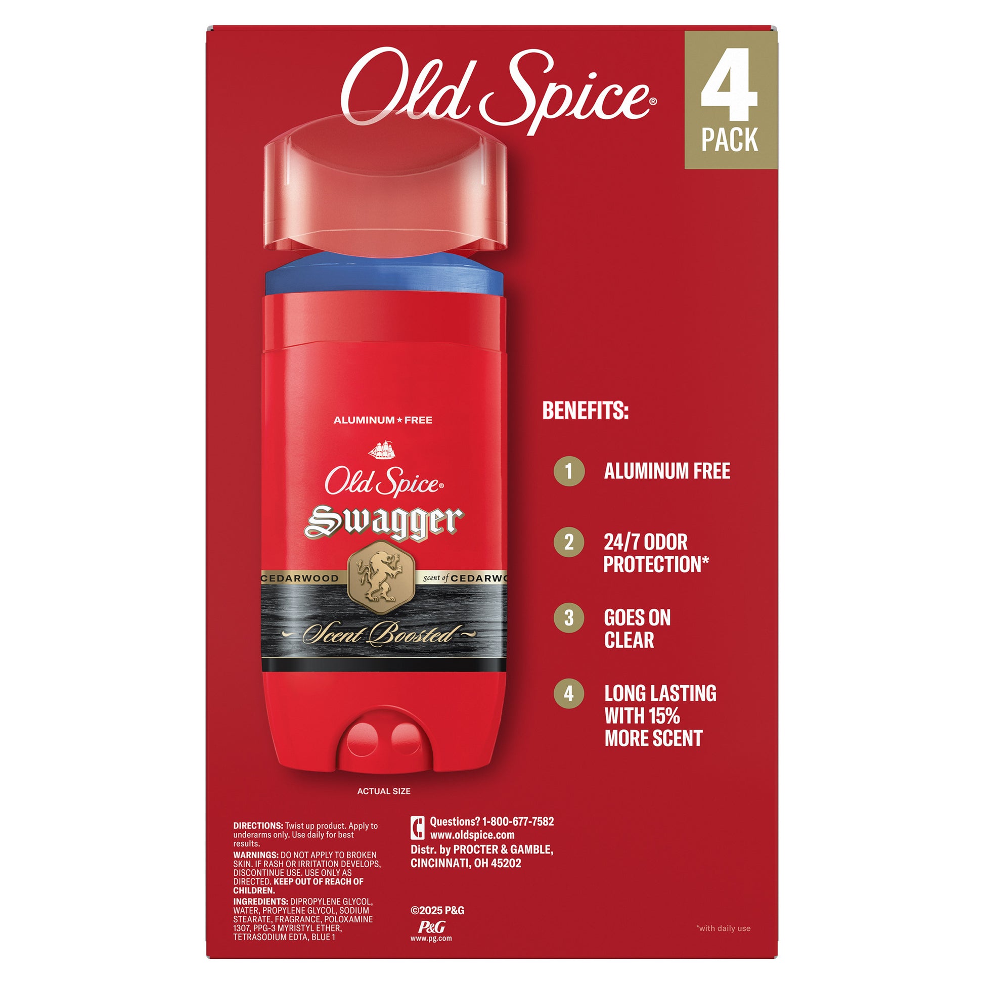 OLD SPICE SWAGGER DEODORANT ALUMINUM FREE 4PK/3 OZ