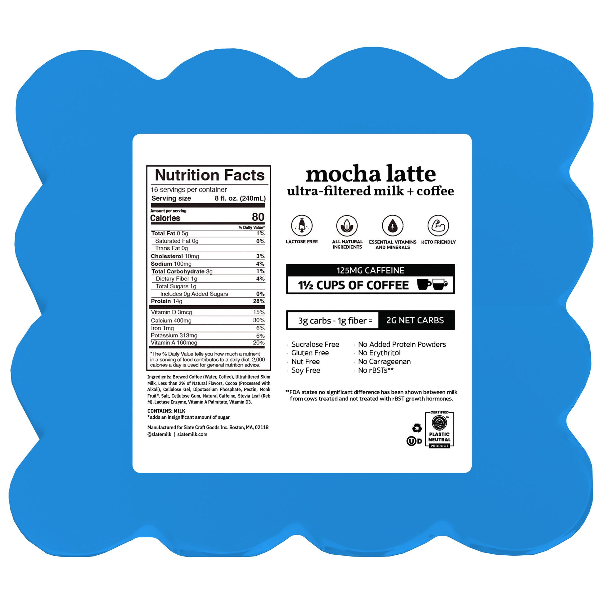 SLATE HIGH PROTEIN MOCHA LATTE ICED COFFE 16/8 OZ