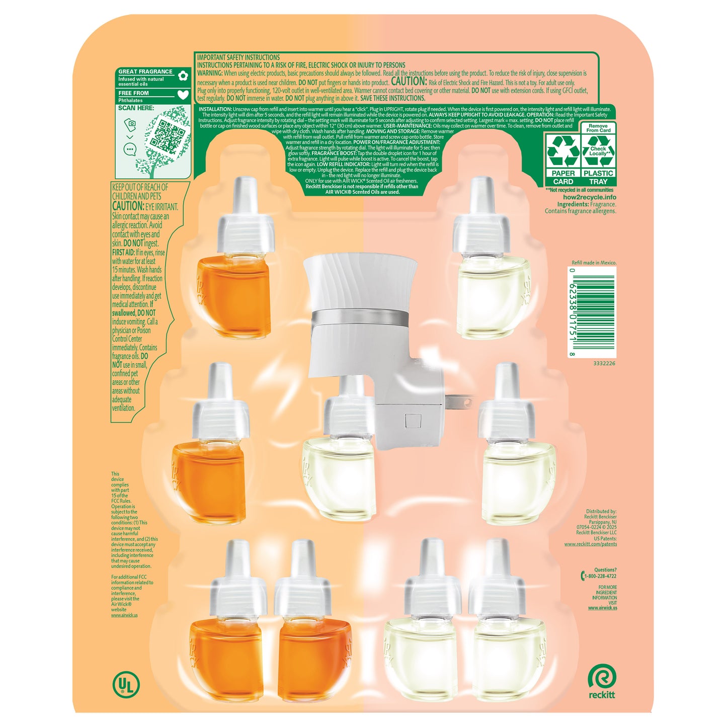 AIRWICK SCENTED OILS 1 WARMER + 9 REFILLS