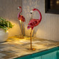 EVERGREEN SOLAR LED METAL FLAMINGO STATUE PAIR