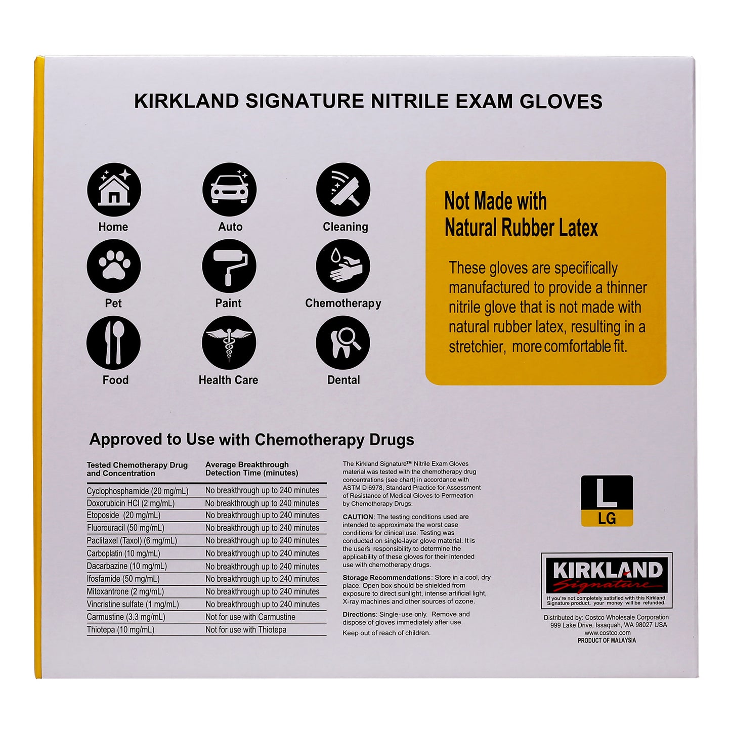 KIRKLAND SIGNATURE NITRILE GLOVE LARGE 2/200 CT