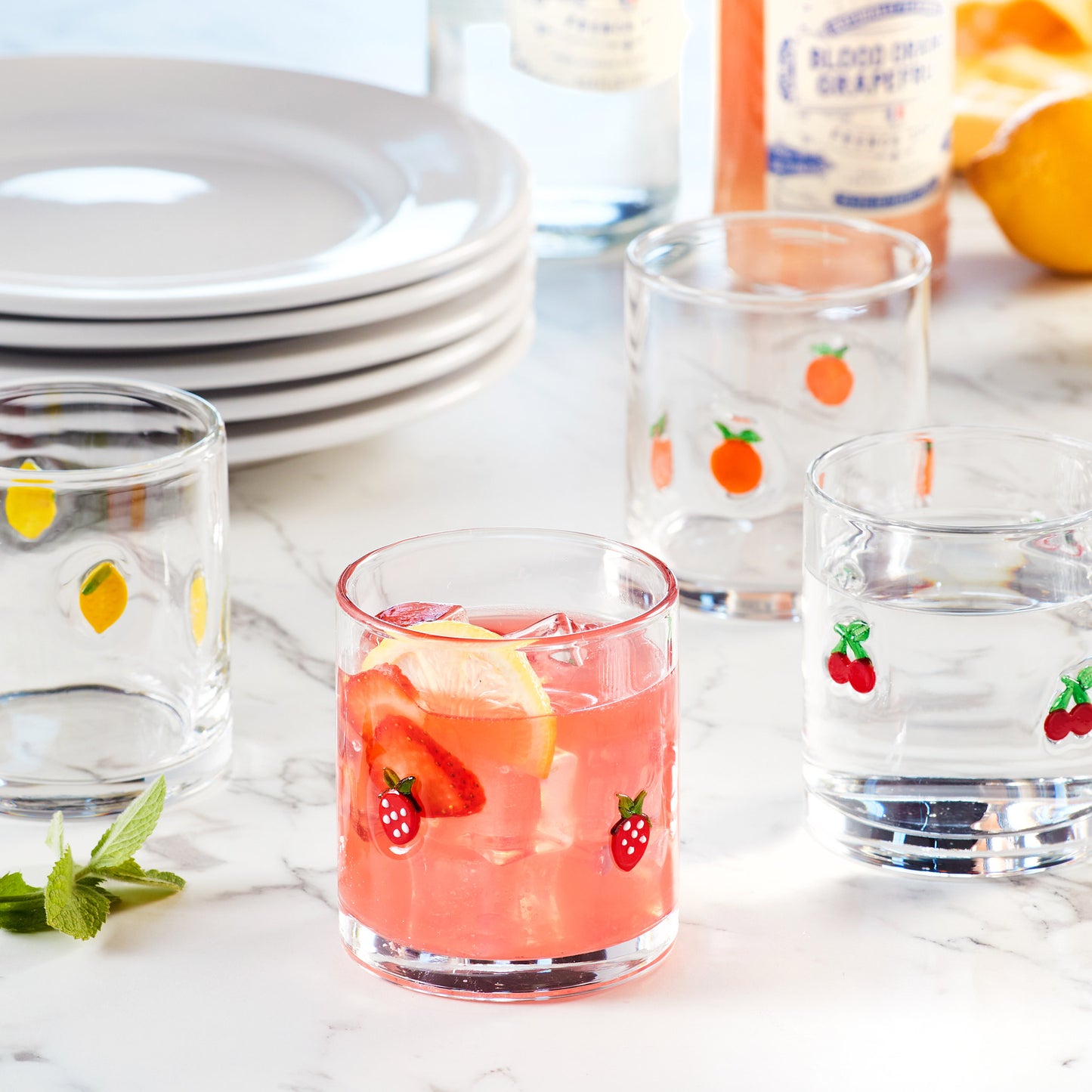 PANDEX 14OZ FRUIT ICON GLASS 4 PACK