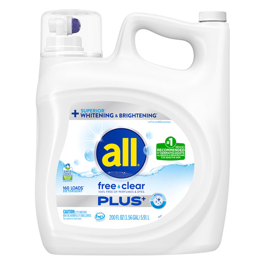 All Free & Clear Plus Laundry Detergent Liquid 200 fl oz, 160 loads