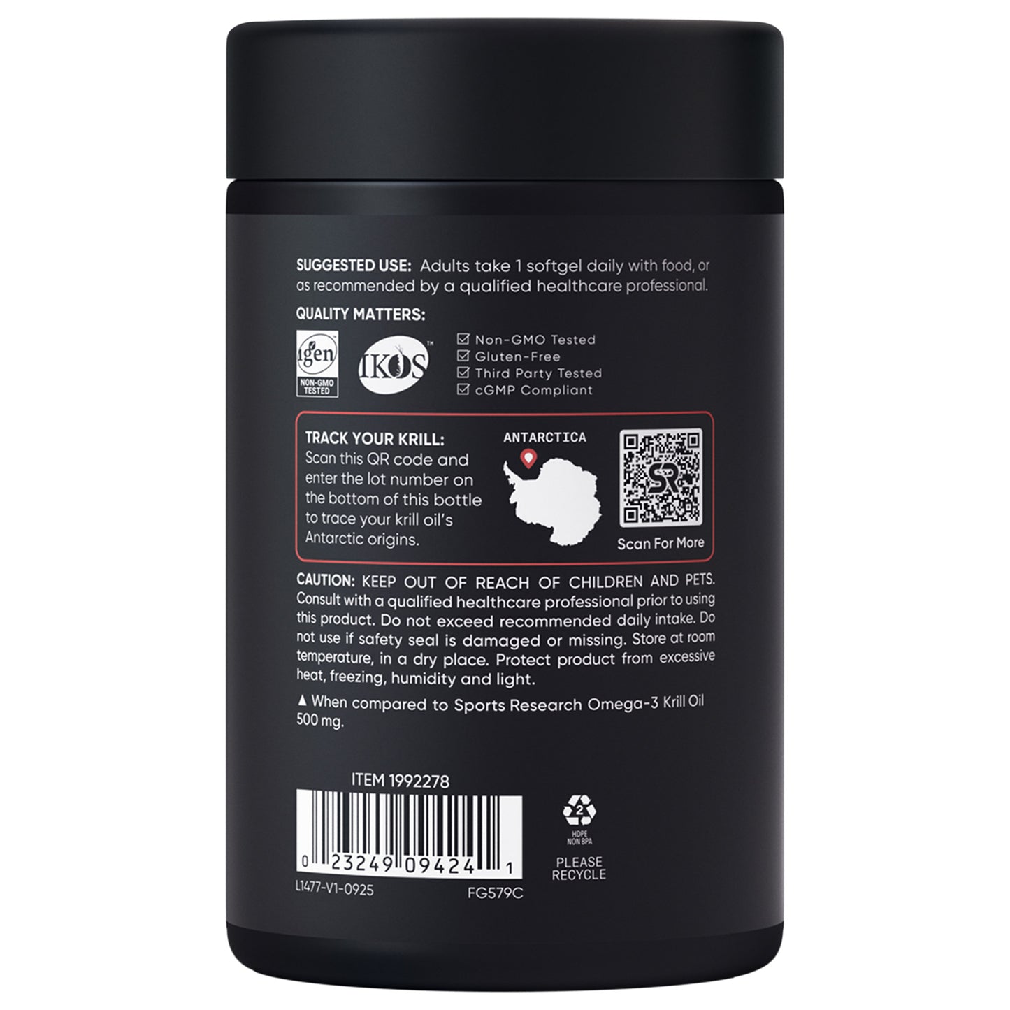 SPORTS RESEARCH OMEGA-3 KRILL OIL 1000MG 90CT