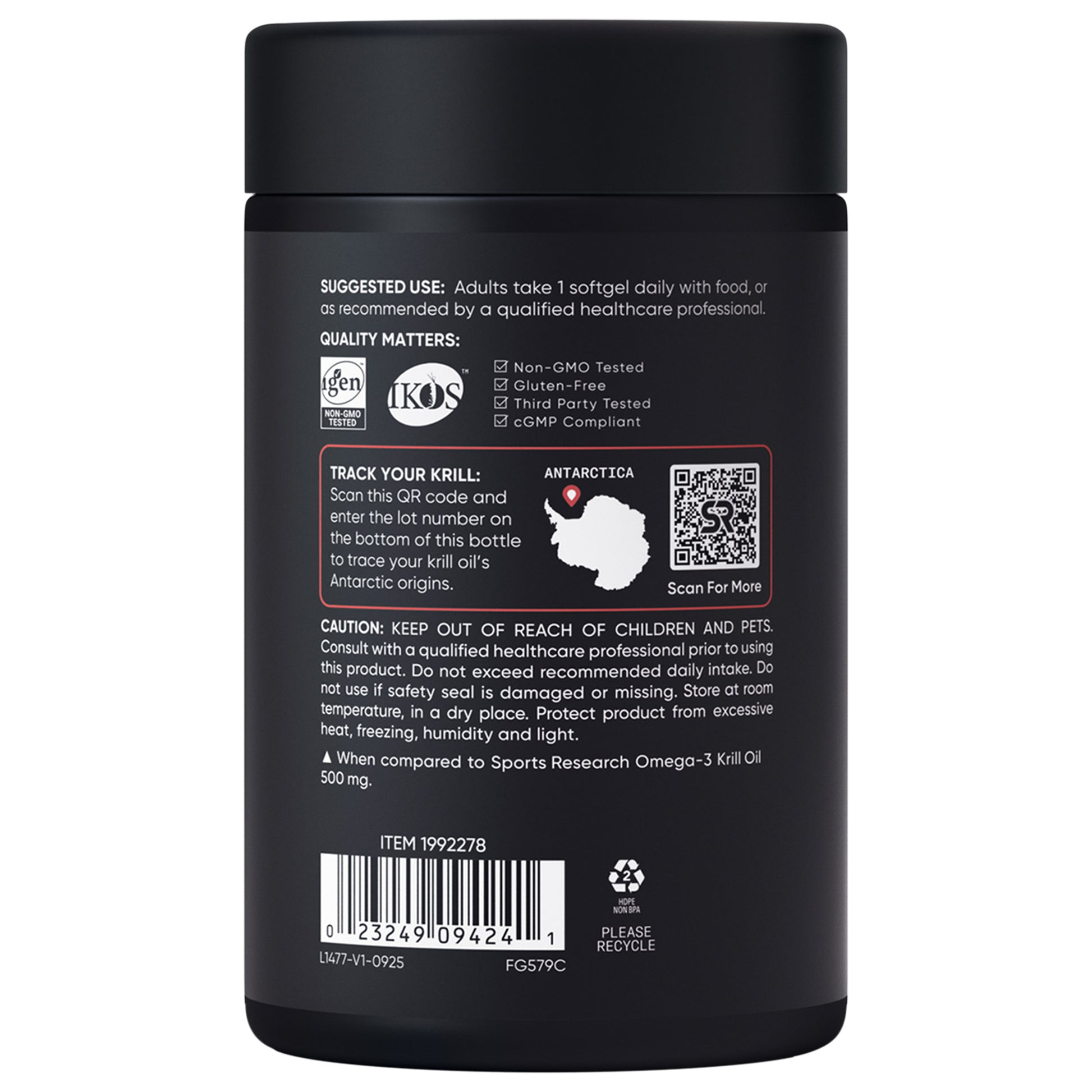 SPORTS RESEARCH OMEGA-3 KRILL OIL 1000MG 90CT