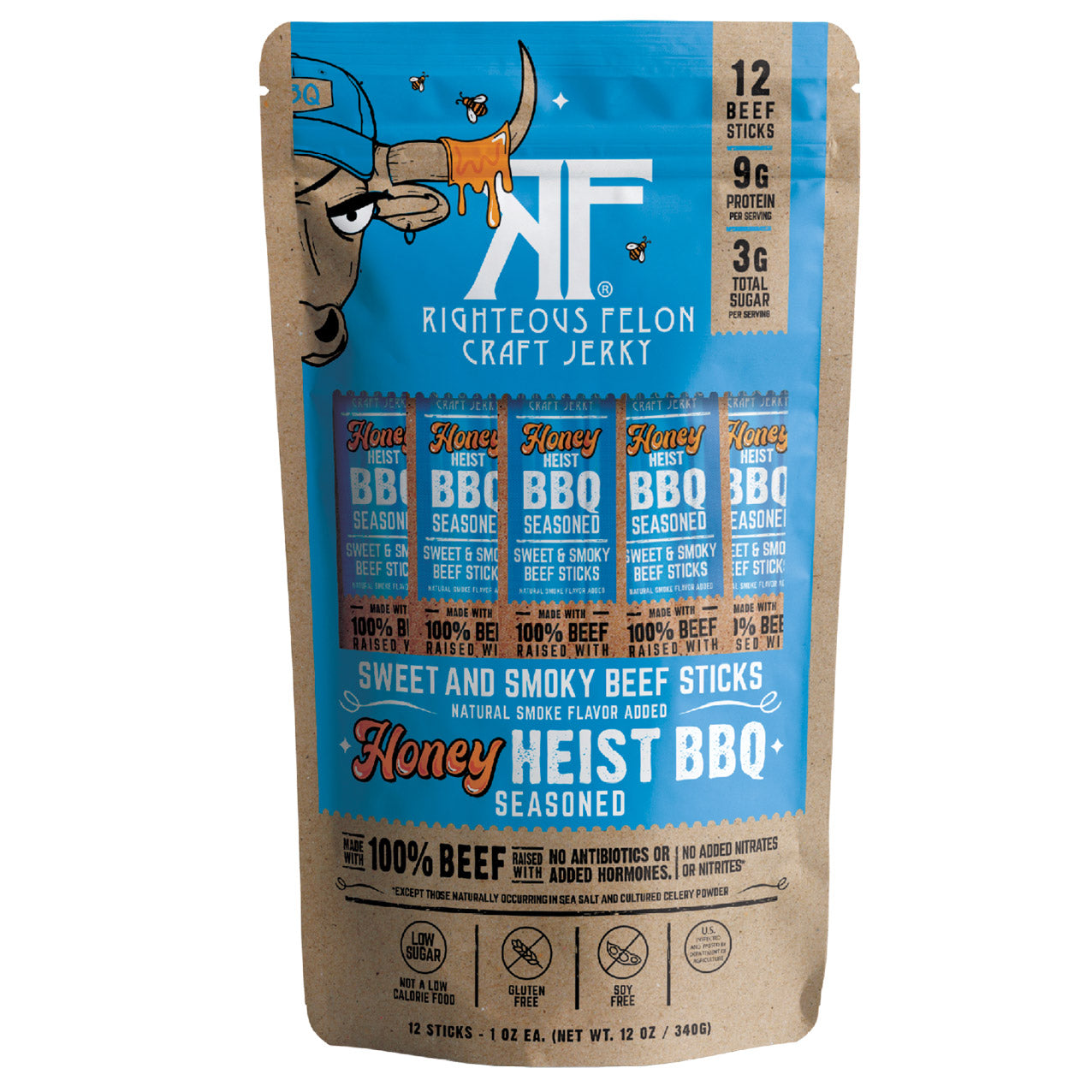 RIGHTEOUS FELON O.G. HICKORY BEEF STICKS 12/ 1 OZ