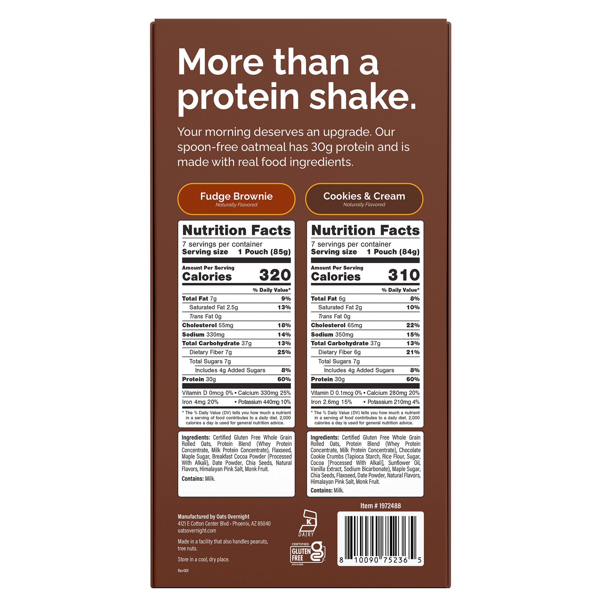 OATS OVERNIGHT HIGH PROTEIN OATMEAL 14 PACK, SHAKER BOTTLE